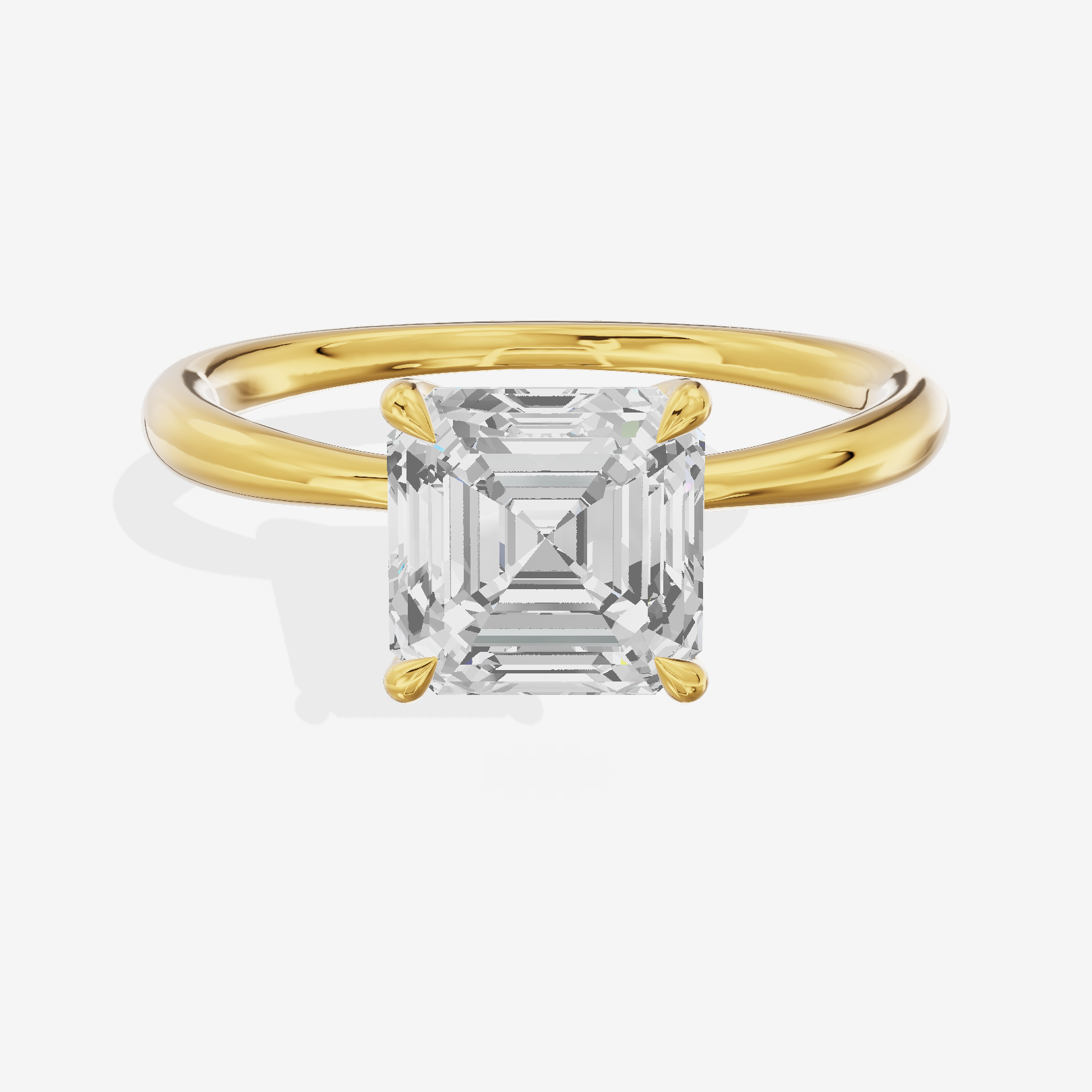 Whispered Aimora Asscher Solitaire Engagement Ring in 18K Yellow Gold