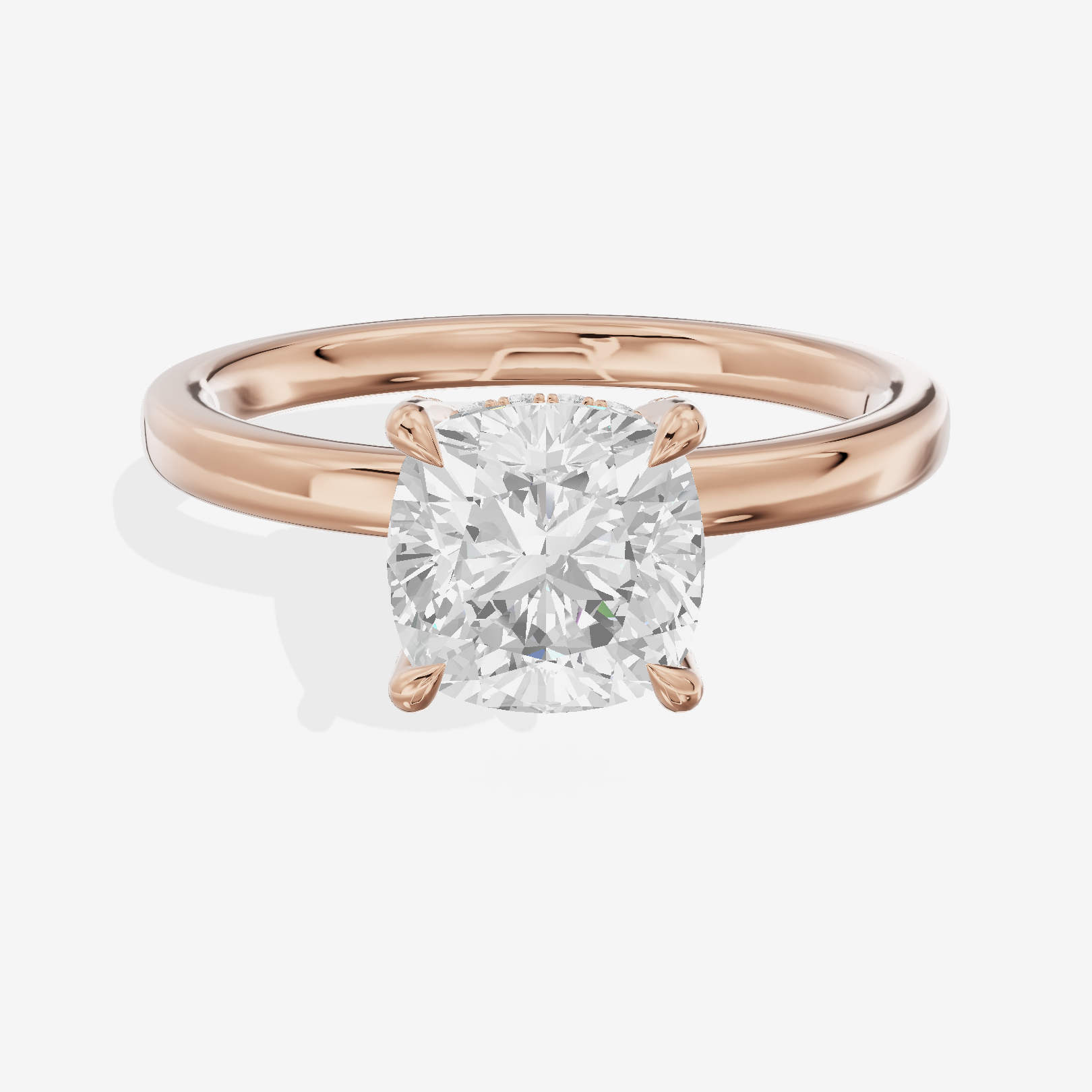 Whispered Halcyon Cushion Engagement Ring with Side Stones (1/6 ct. tw.) in 14K Rose Gold