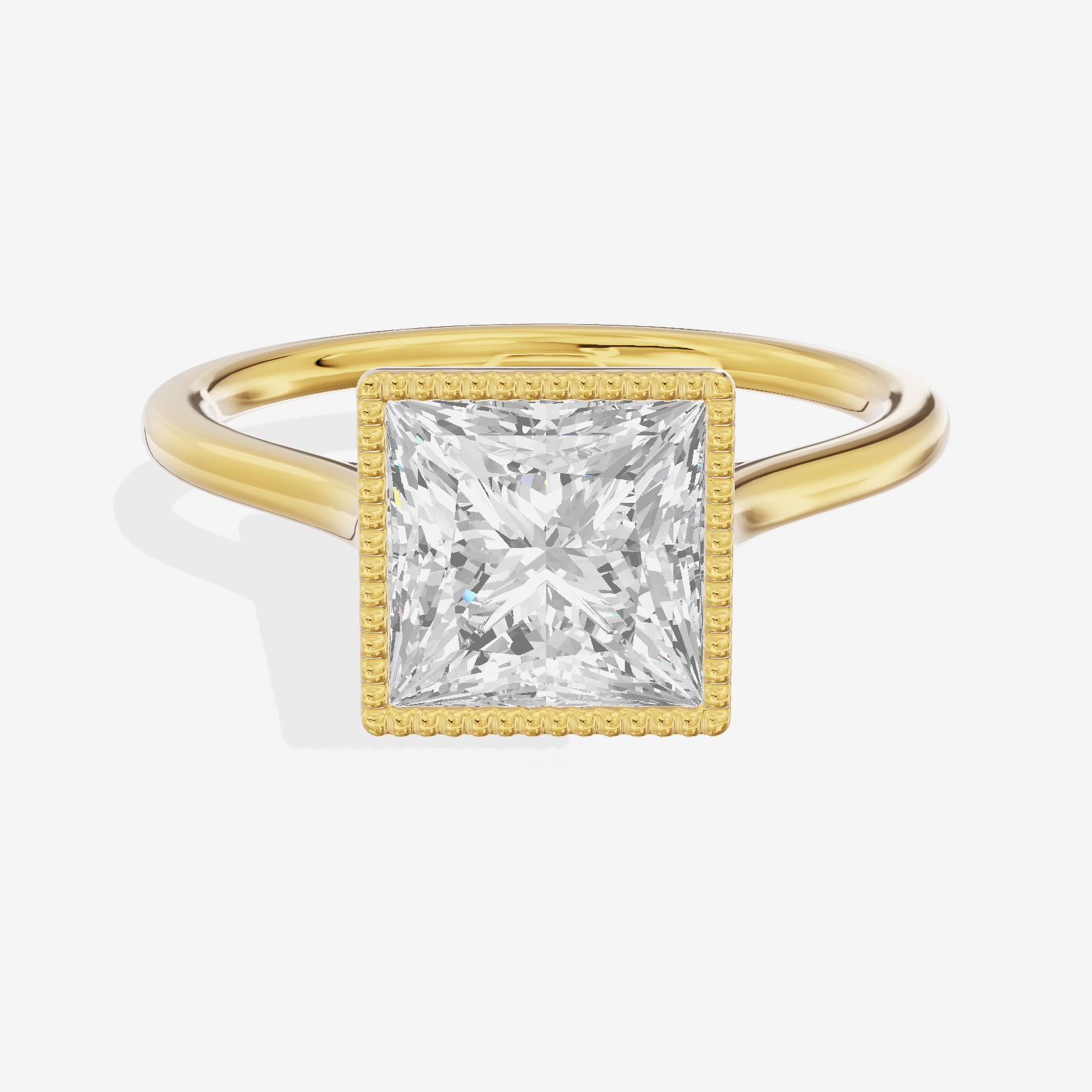 Modern Coeurine 1.5mm Princess Bezel Engagement Ring in 14K Yellow Gold