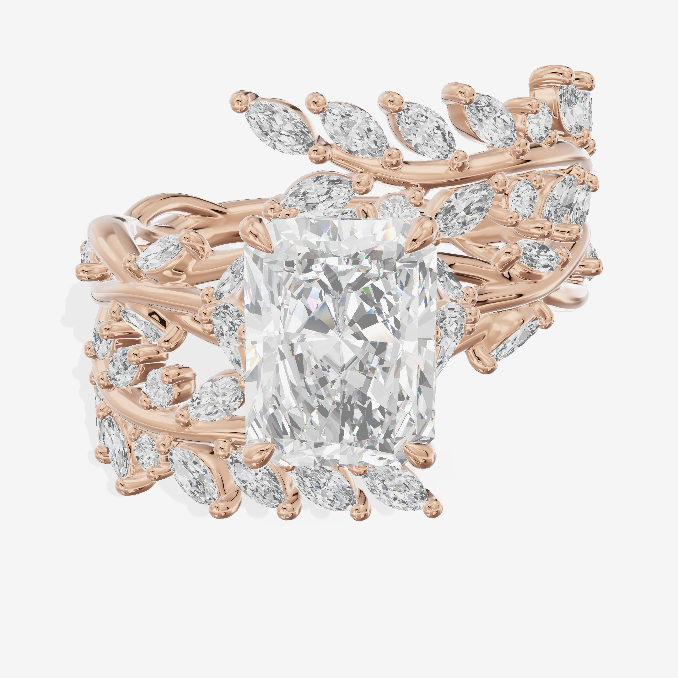 Tender Maia Radiant Engagement Ring with Side Stones (1/15 ct. tw.) in 14K Rose Gold
