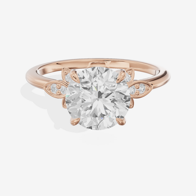 Trellise Round Engagement Ring with Side Stones (1/20 ct. tw.) in 14K Rose Gold