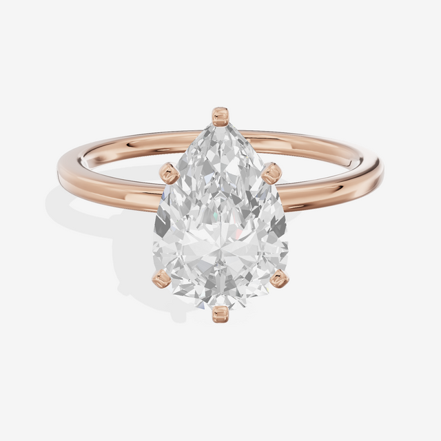 Petite Sincere 1.5mm Pear Six-Prong Engagement Ring in 18K Rose Gold