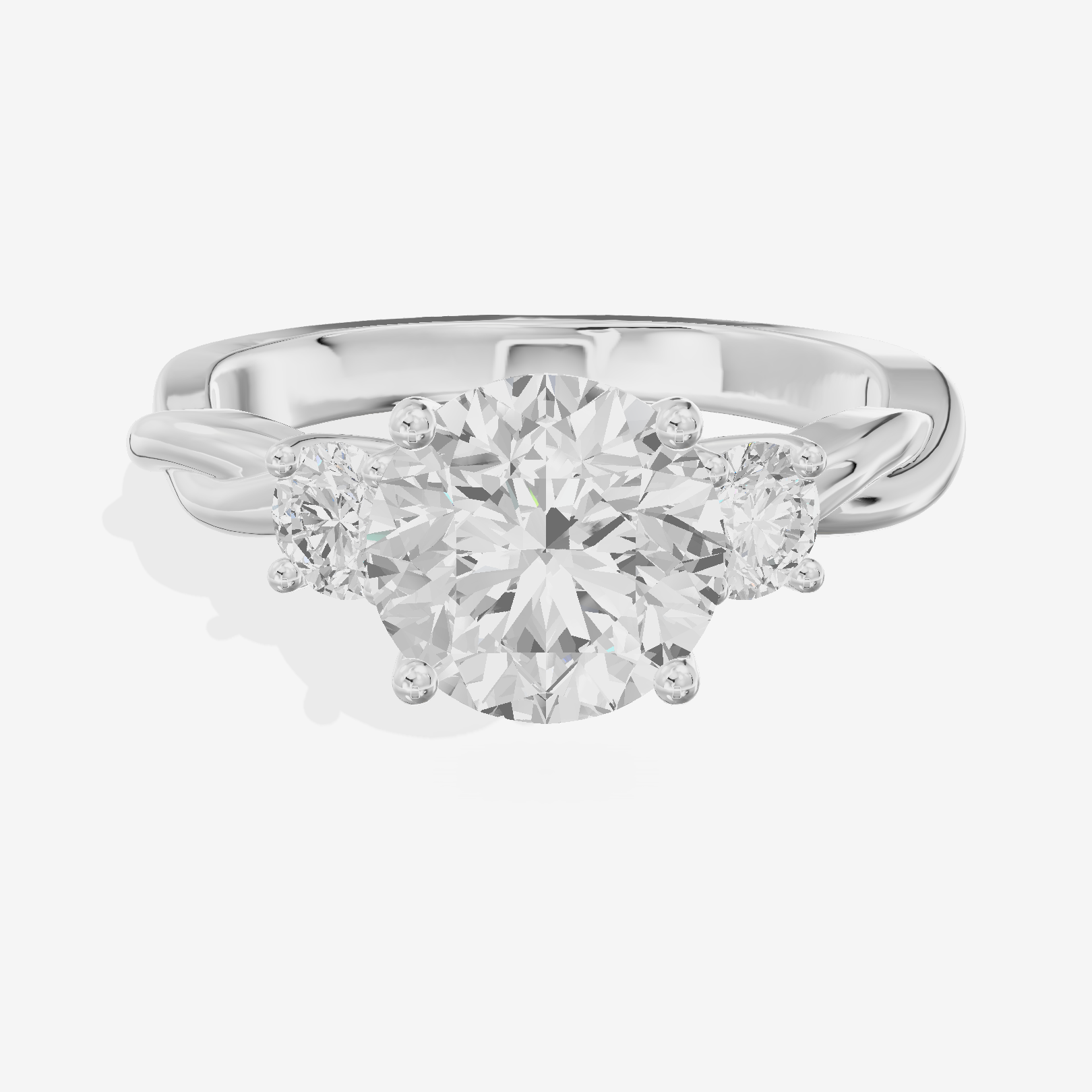 Twined Triade Round Three Stone Engagement Ring (1/4 ct. tw.) in Platinum