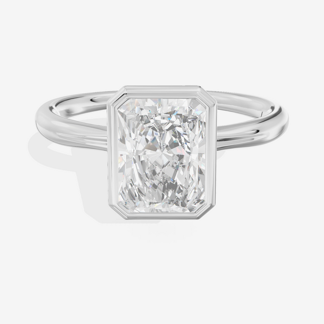 Coeurine Bezel 2mm Radiant Solitaire Engagement Ring in 14K White Gold