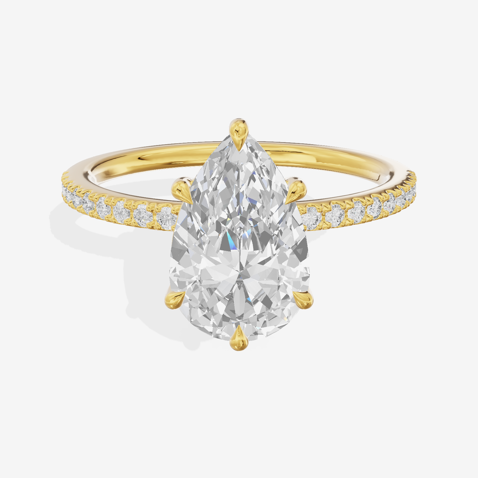 Tender Vowsae Pear Engagement Ring with Side Stones (1/8 ct. tw.) in 18K Yellow Gold