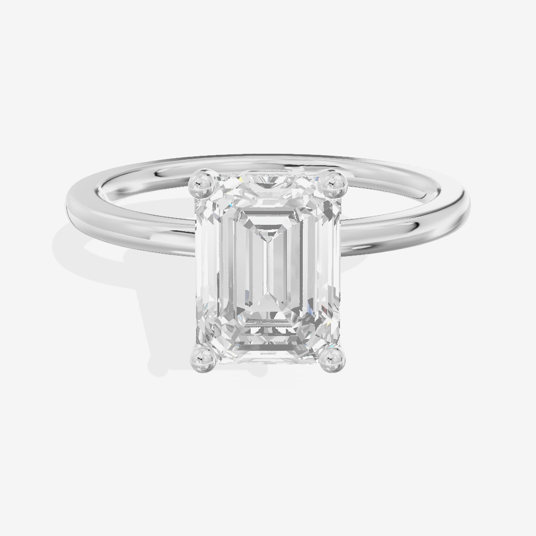 Vowsae Hidden Halo Emerald Engagement Ring (1/20 ct. tw.) in 18K White Gold