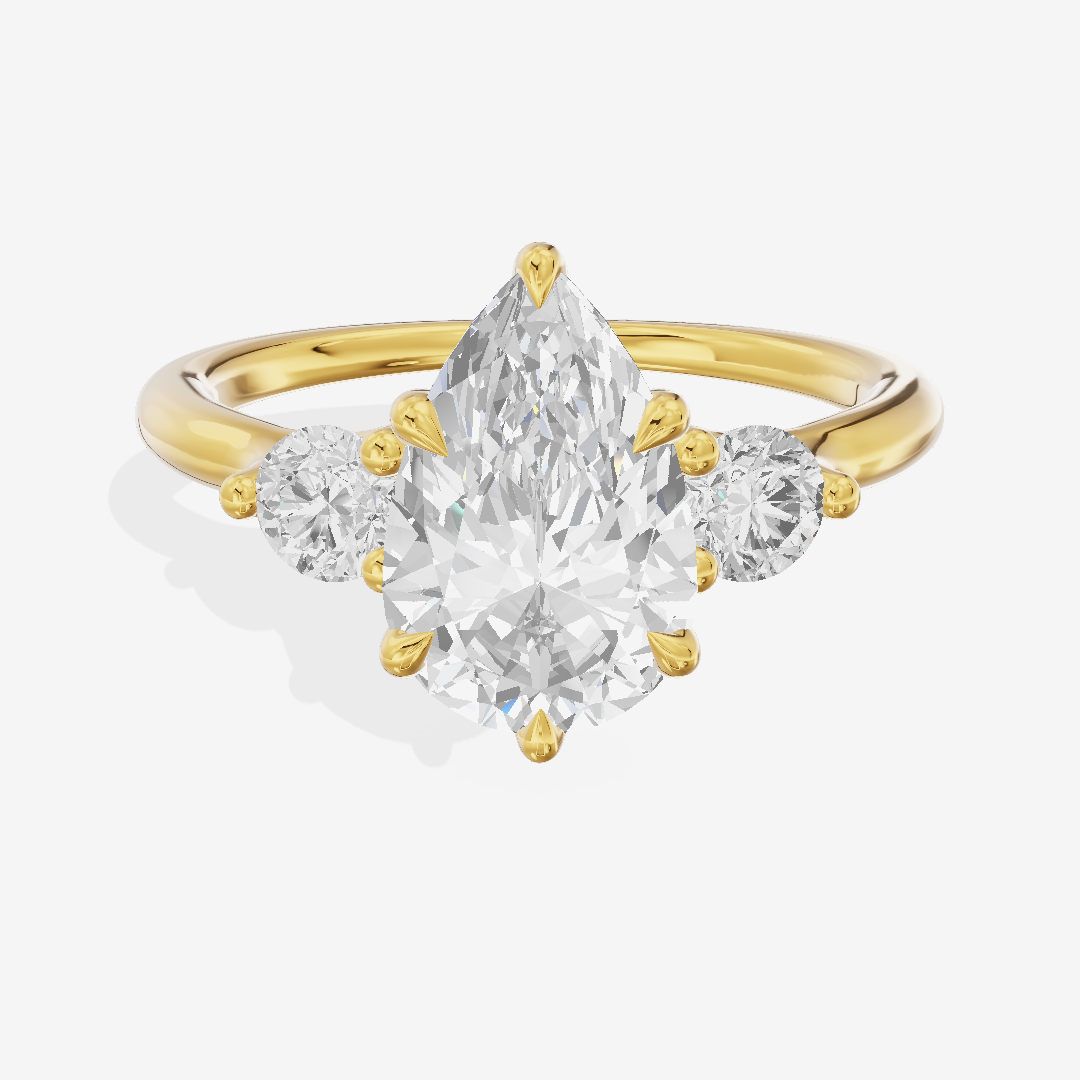 Eternal Vowsae Three Stone Pear Engagement Ring (1/3 ct. tw.) in 18K Yellow Gold