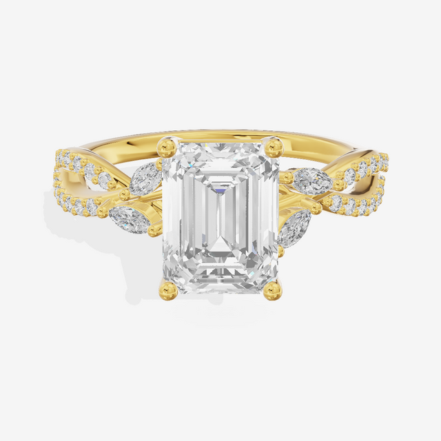 Luxe Domeline 1.5mm Emerald Solitaire Engagement Ring (1/8 ct. tw.) in 14K Yellow Gold