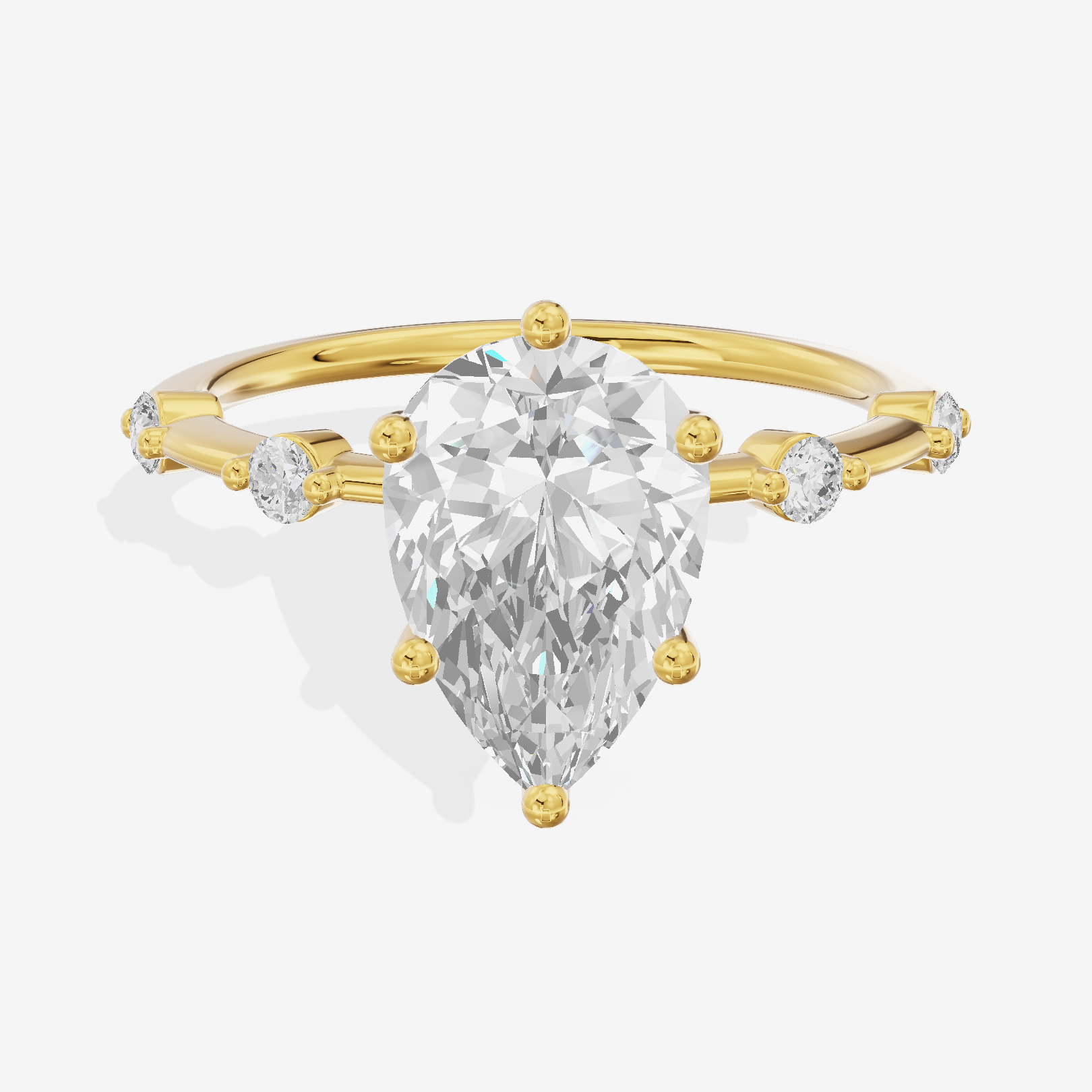 Grand Trueheart Pear Engagement Ring with Side Stones (1/2 ct. tw.) in 18K Yellow Gold