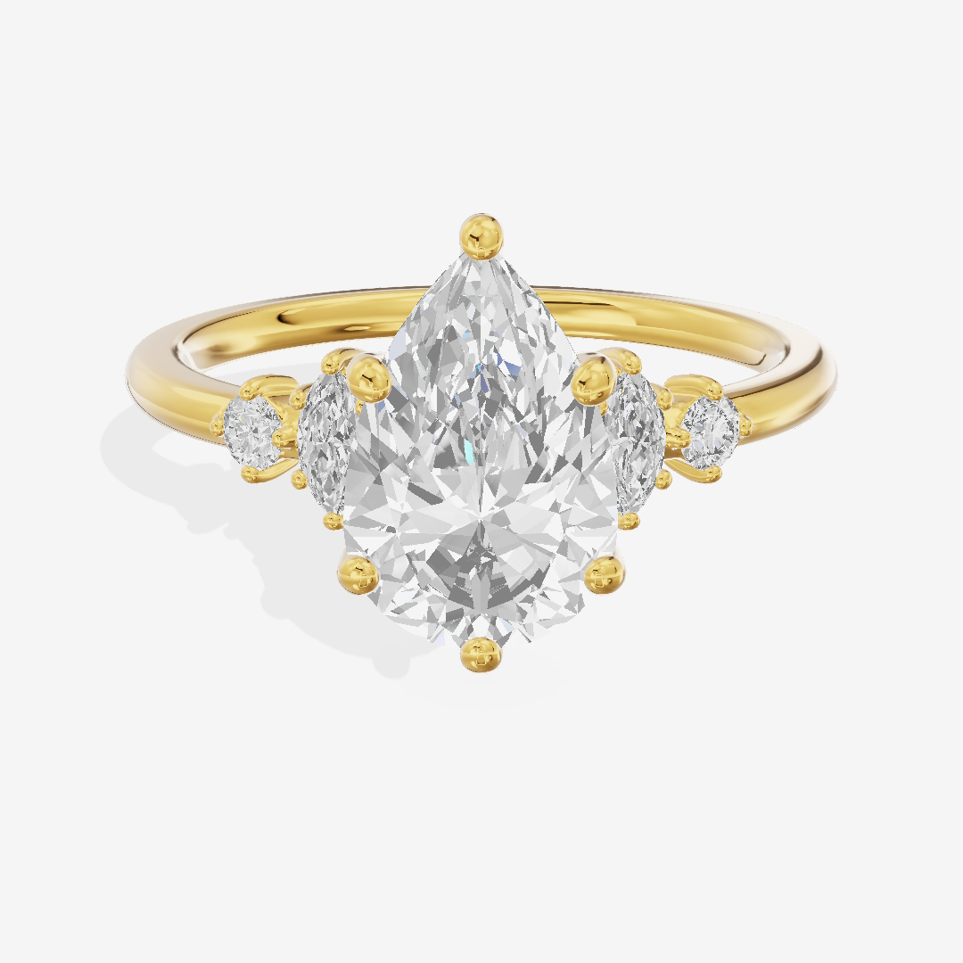 Hallowed Halcyon Pear Engagement Ring with Side Stones (1/6 ct. tw.) in 14K Yellow Gold