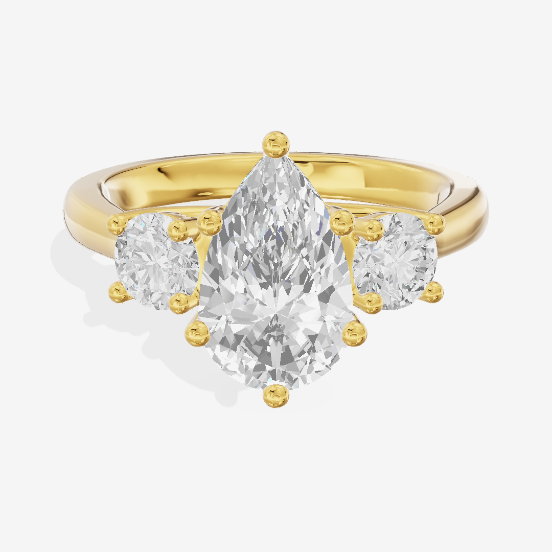 Petite Selenia Three Stone Pear Engagement Ring (1/3 ct. tw.) in 18K Yellow Gold