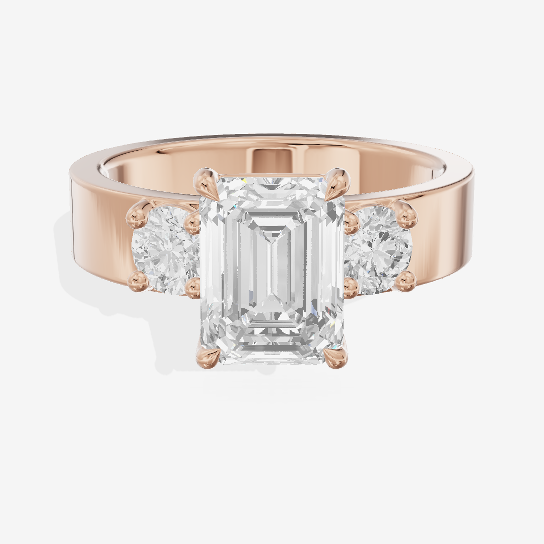 Royal Vowsae Three Stone Emerald Engagement Ring (1/2 ct. tw.) in 18K Rose Gold