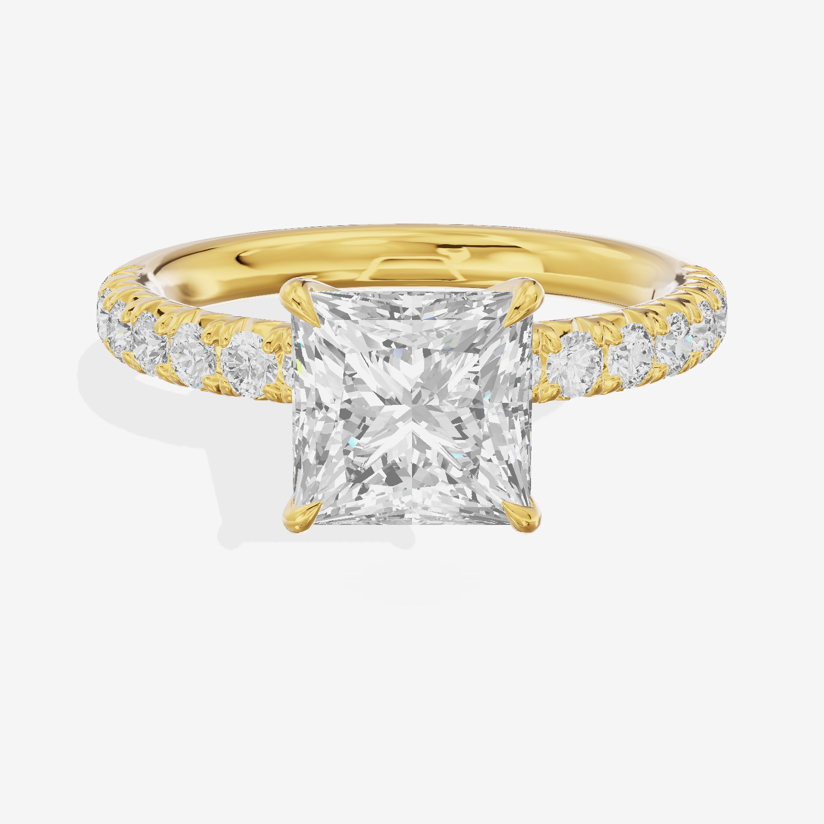 Luxe Aurea Princess Engagement Ring with Side Stones (3/8 ct. tw.) in 14K Yellow Gold