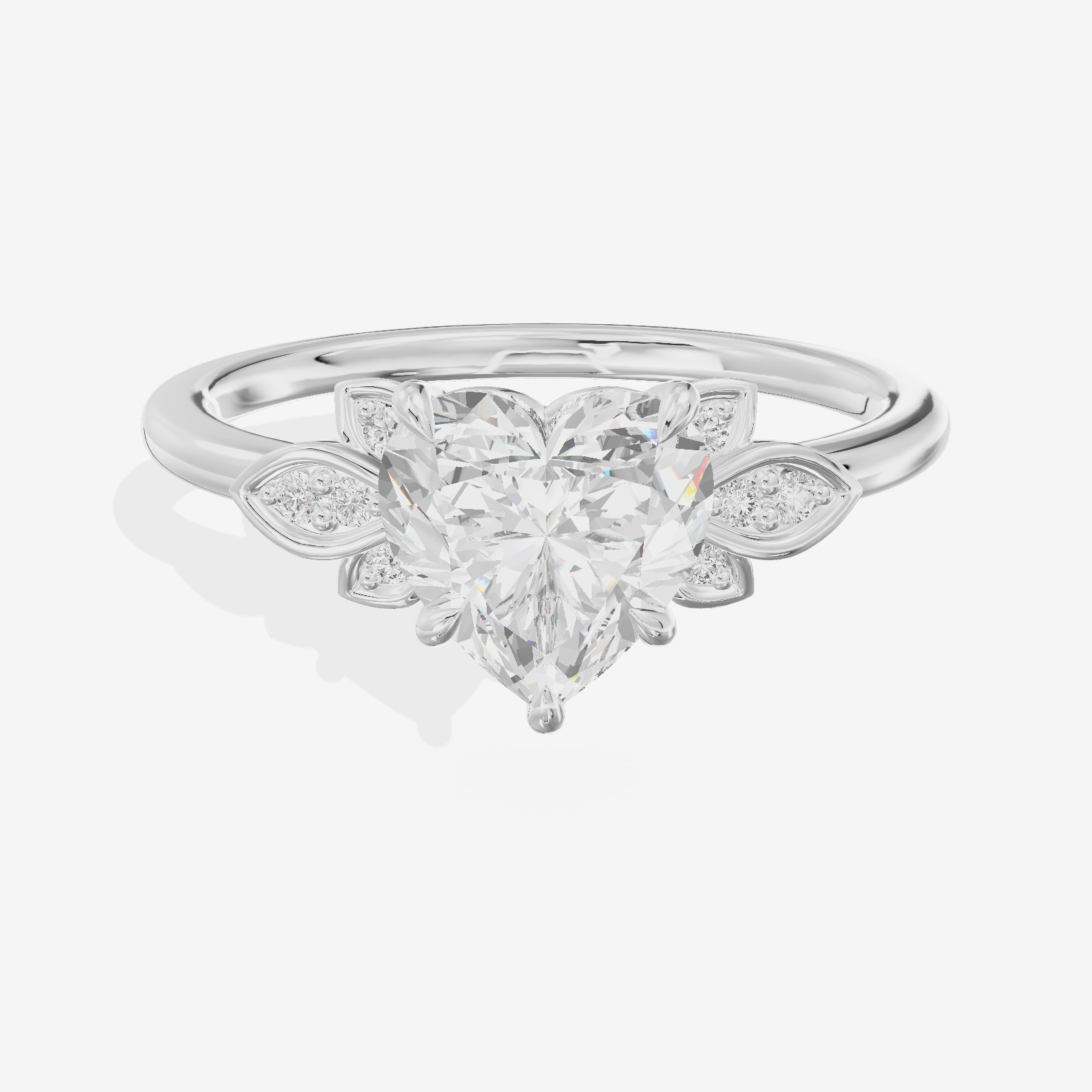 Trellise Heart Engagement Ring with Side Stones (1/20 ct. tw.) in 14K White Gold
