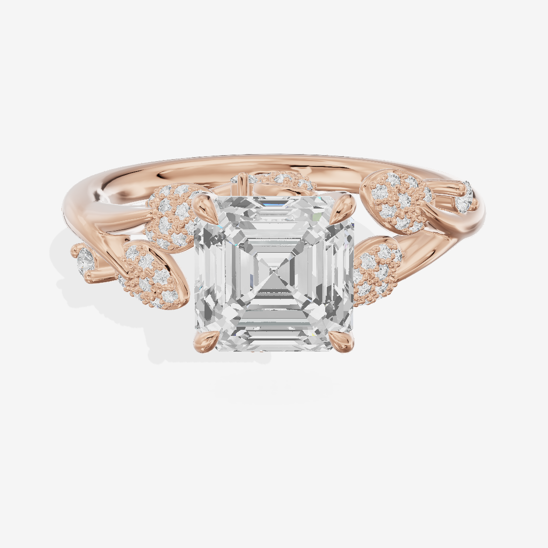 Lightwoven Asscher Engagement Ring with Side Stones (1/6 ct. tw.) in 14K Rose Gold