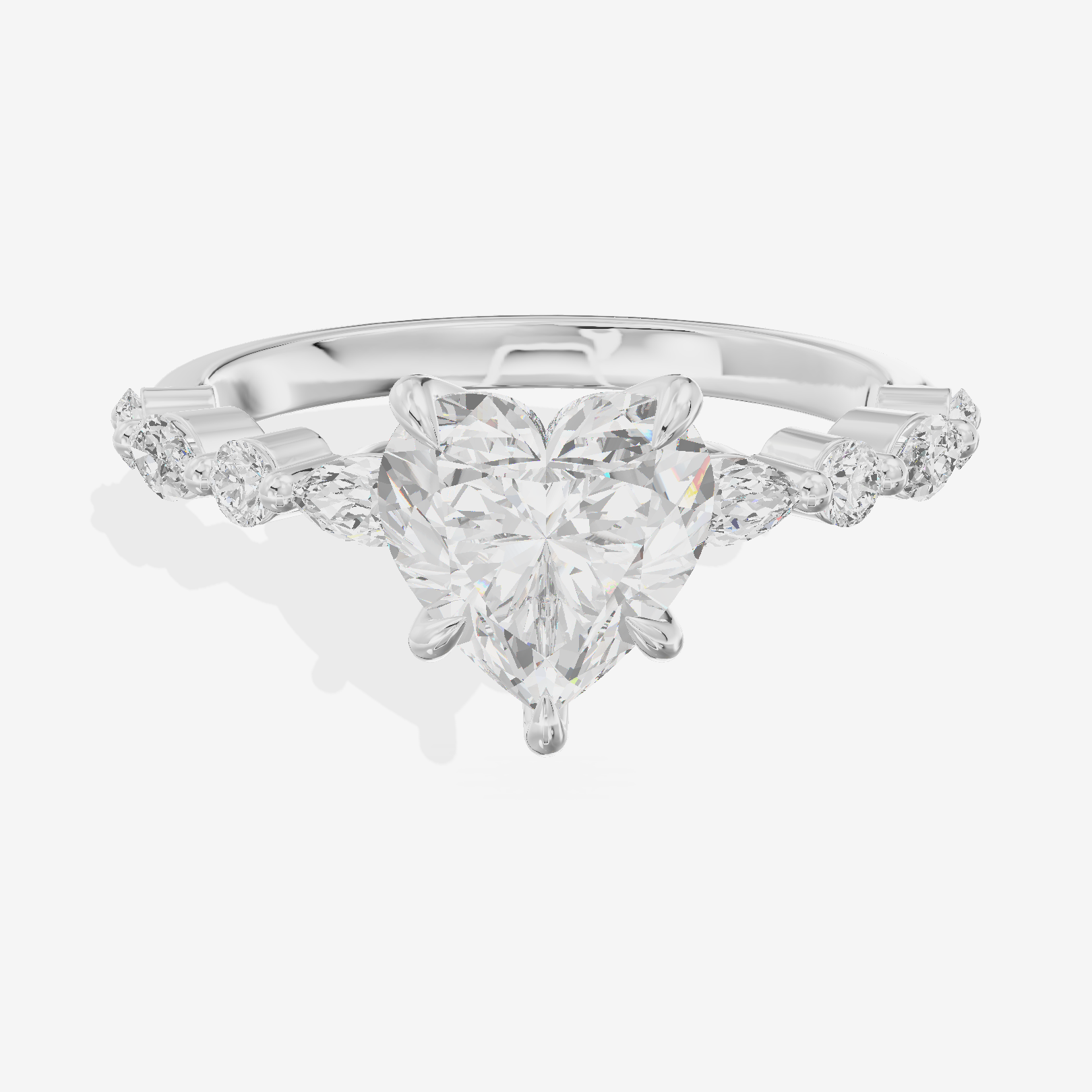 Lumera Cathedral Heart Engagement Ring with Side Stones (1/3 ct. tw.) in 18K White Gold