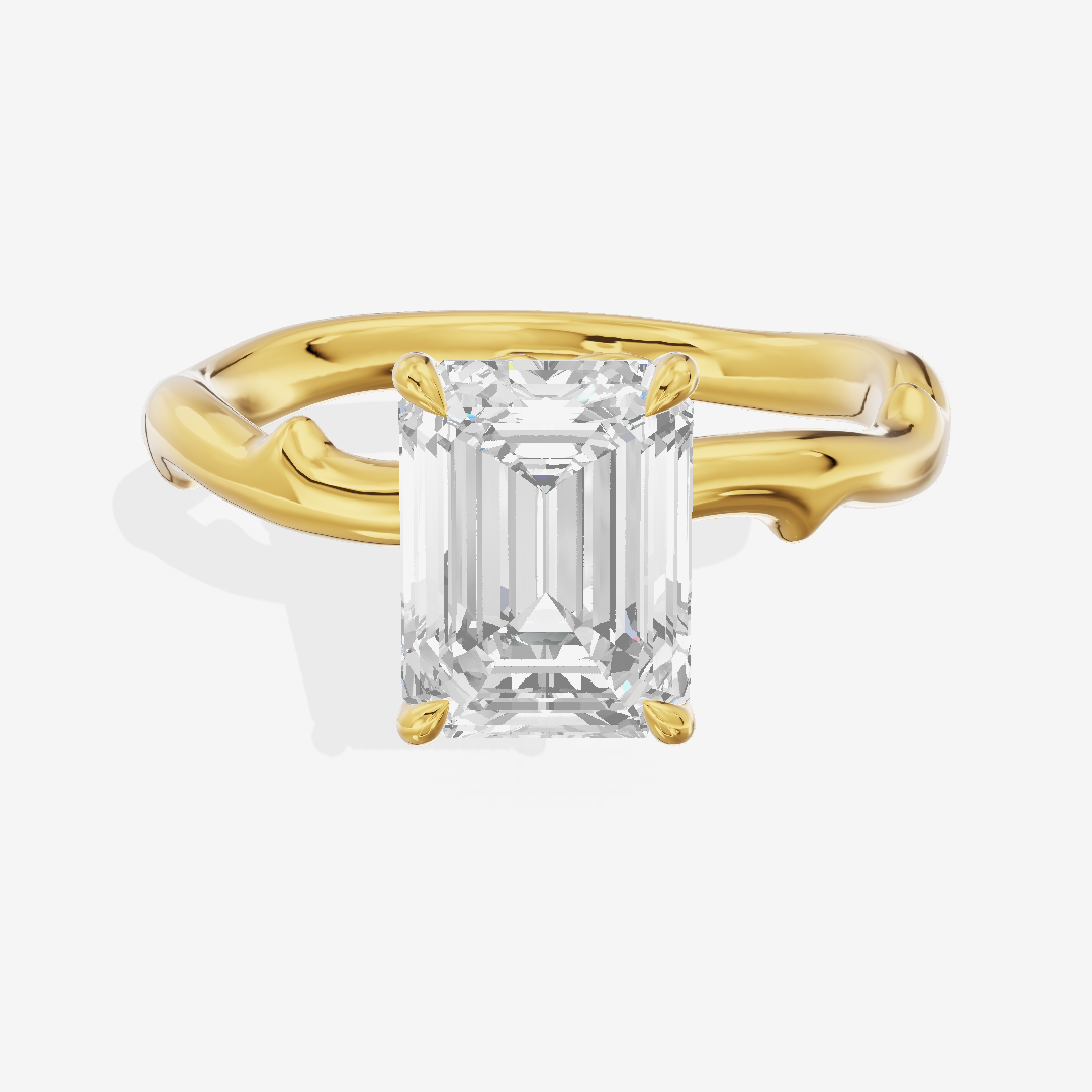 Grand Cherubine Emerald Engagement Ring with Side Stones (1/4 ct. tw.) in 18K Yellow Gold