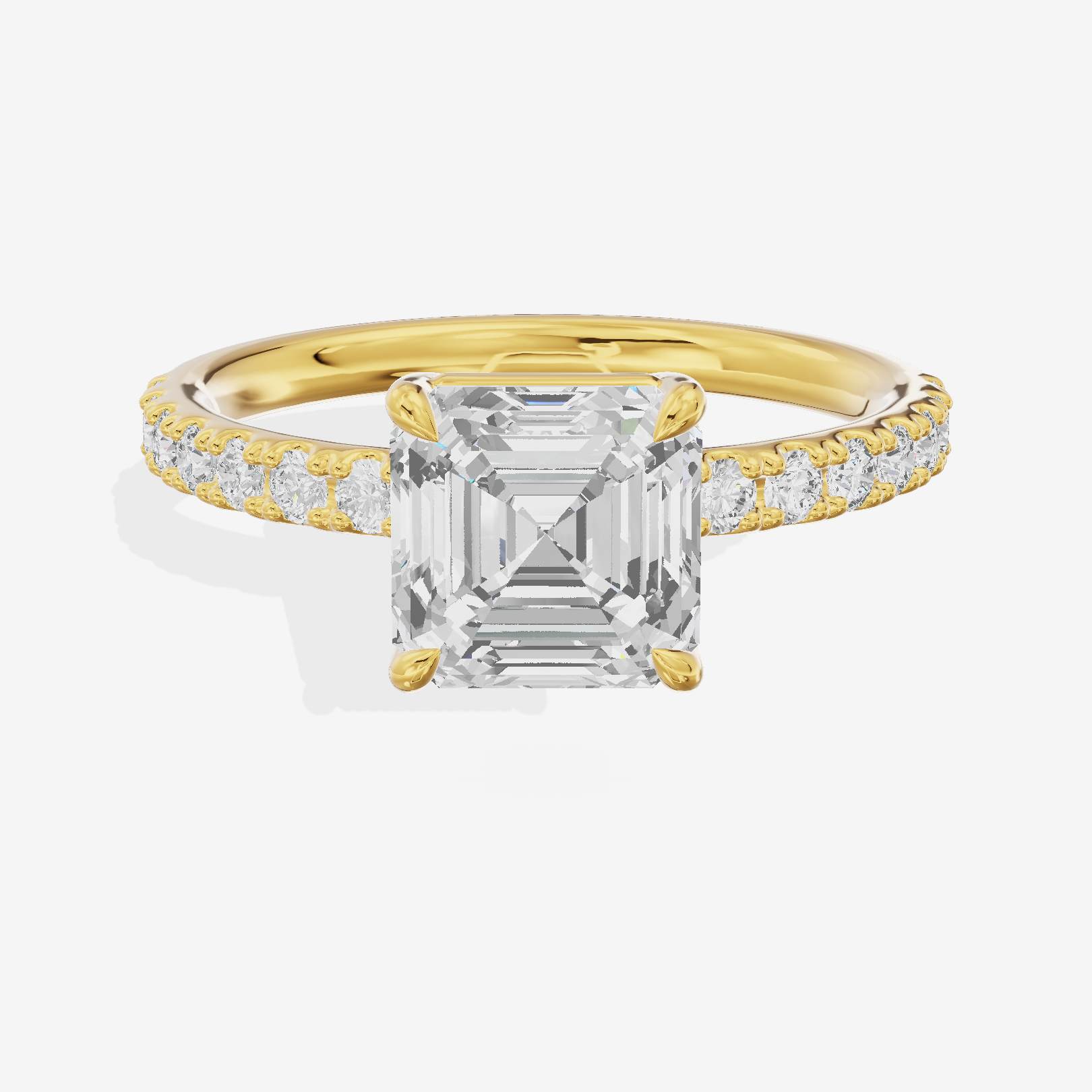 Vintage Selenia Asscher Engagement Ring with Side Stones (1/4 ct. tw.) in 14K Yellow Gold