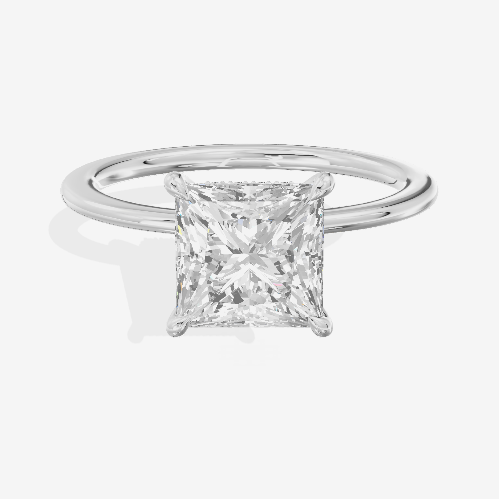 Adorae Halo Princess Engagement Ring (1/15 ct. tw.) in 18K White Gold