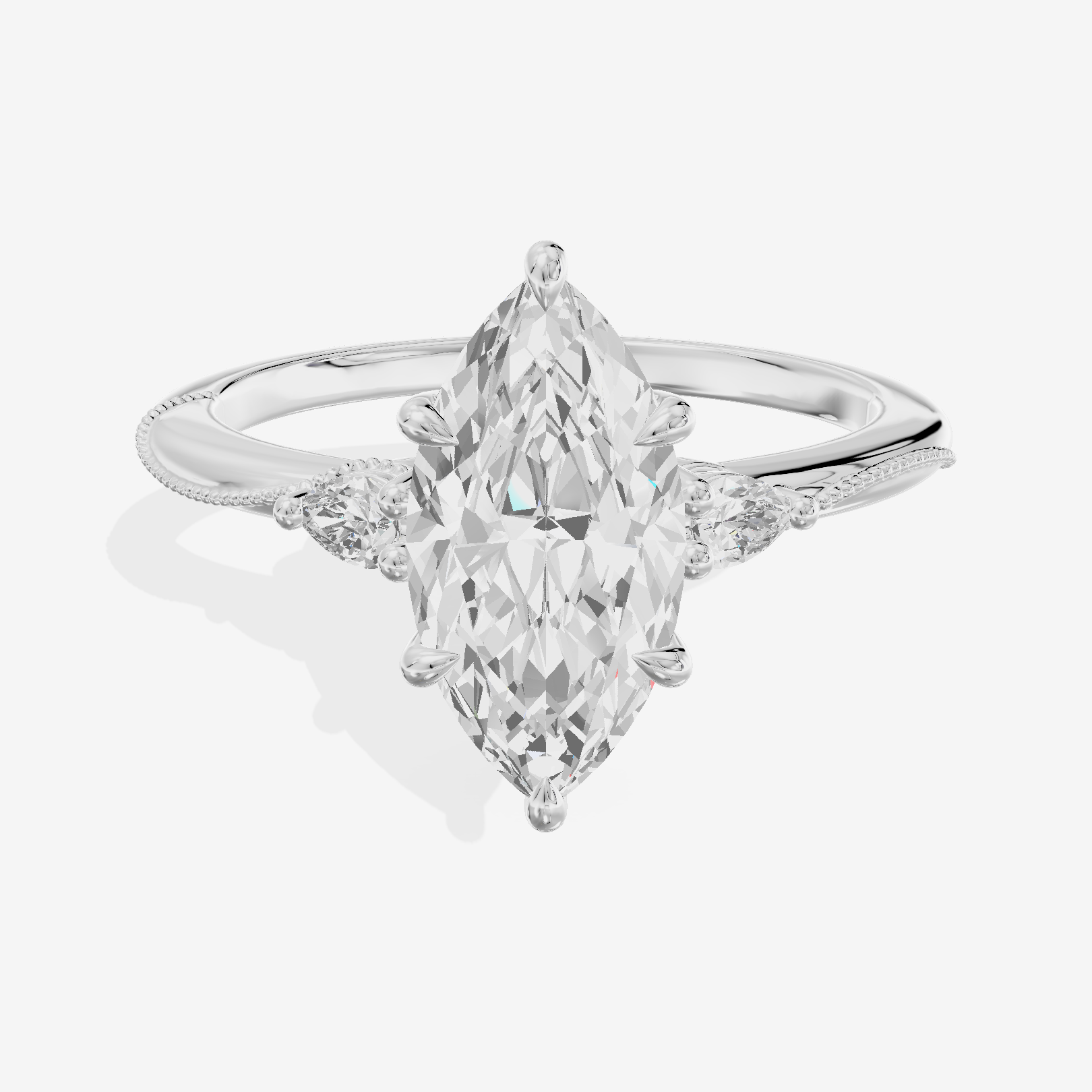 Promezza Three Stone Marquise Engagement Ring (1/10 ct. tw.) in Platinum