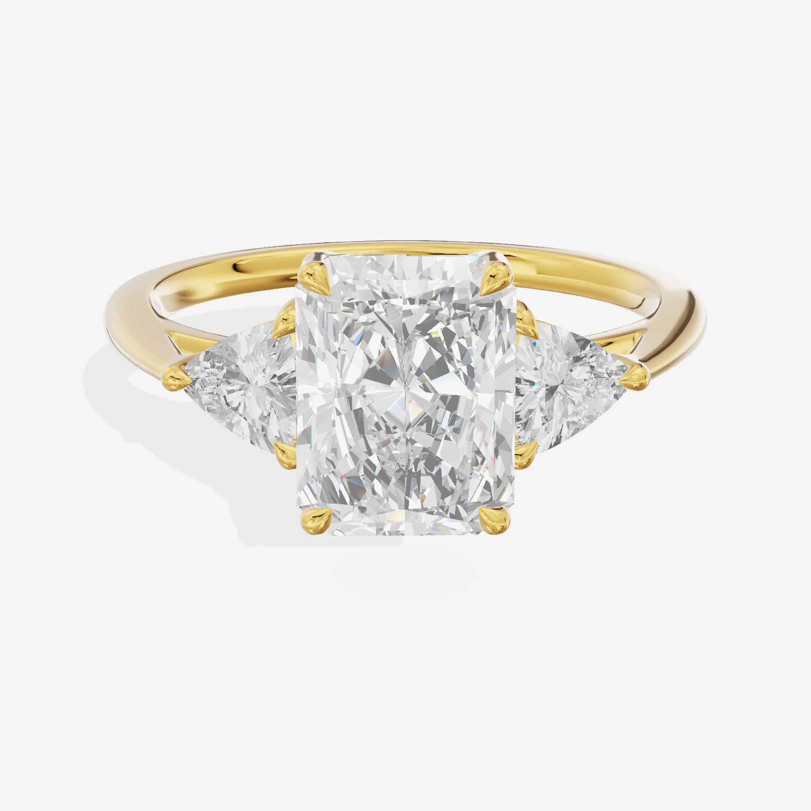 Coeurine Three Stone Radiant Engagement Ring (1/8 ct. tw.) in 18K Yellow Gold
