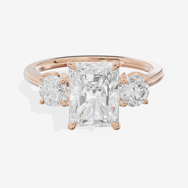 Royal Sincere Three Stone Radiant Engagement Ring (2/3 ct. tw.) in 14K Rose Gold