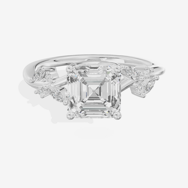 Vintage Trueheart Asscher Engagement Ring (1/6 ct. tw.) in 14K White Gold