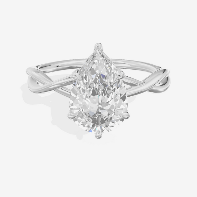 Twined Sincere Pear Twisted Engagement Ring in 18K White Gold