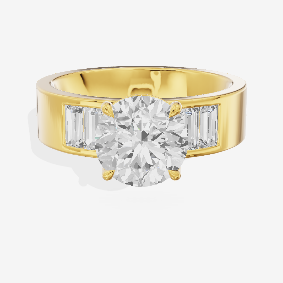 Grand Sincere Round Engagement Ring with Side Stones (3/5 ct. tw.) in 18K Yellow Gold