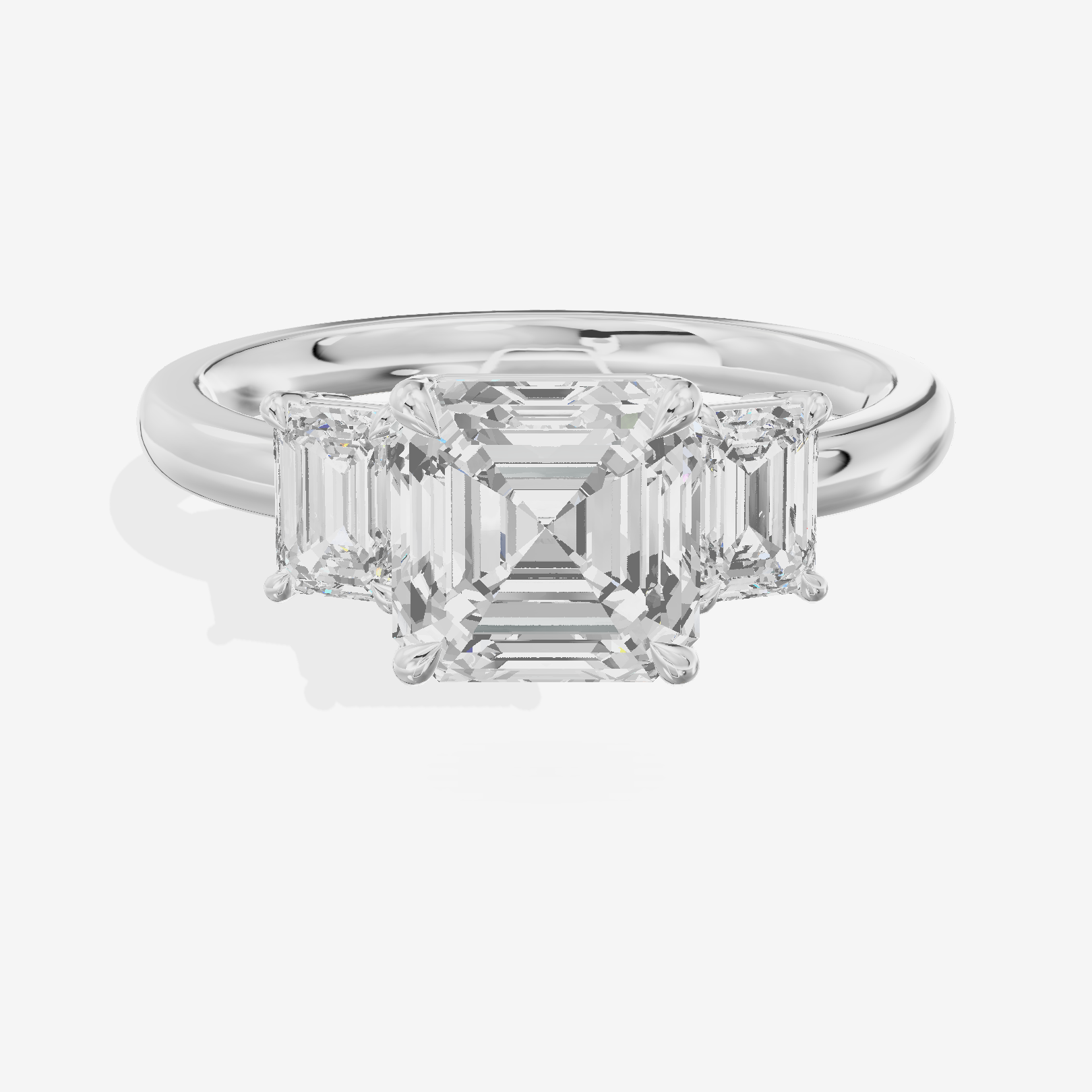 Petite Coeurine Three Stone Asscher Engagement Ring (1/5 ct. tw.) in 18K White Gold