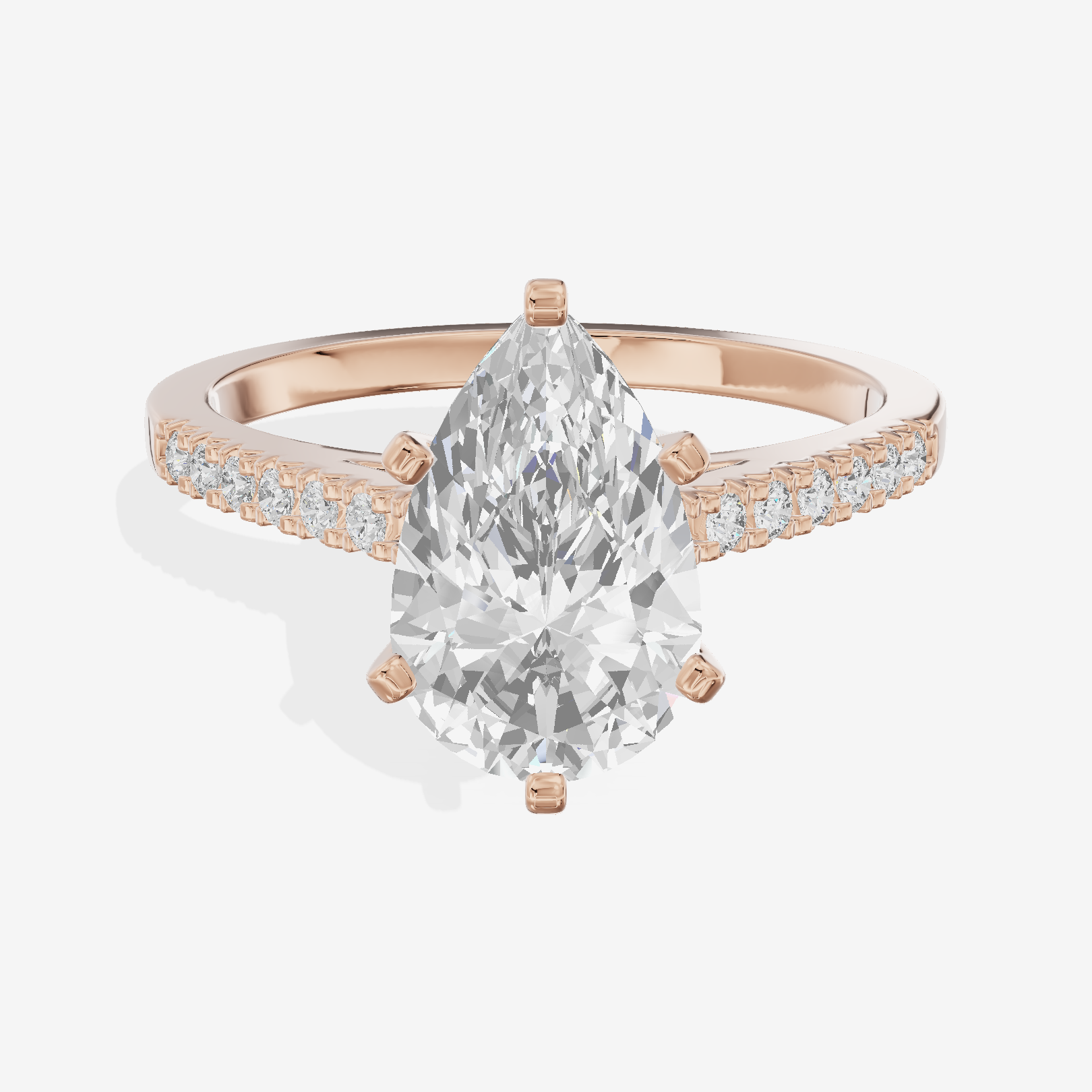 Sworn Vowsae Pear Engagement Ring with Side Stones (1/10 ct. tw.) in 18K Rose Gold