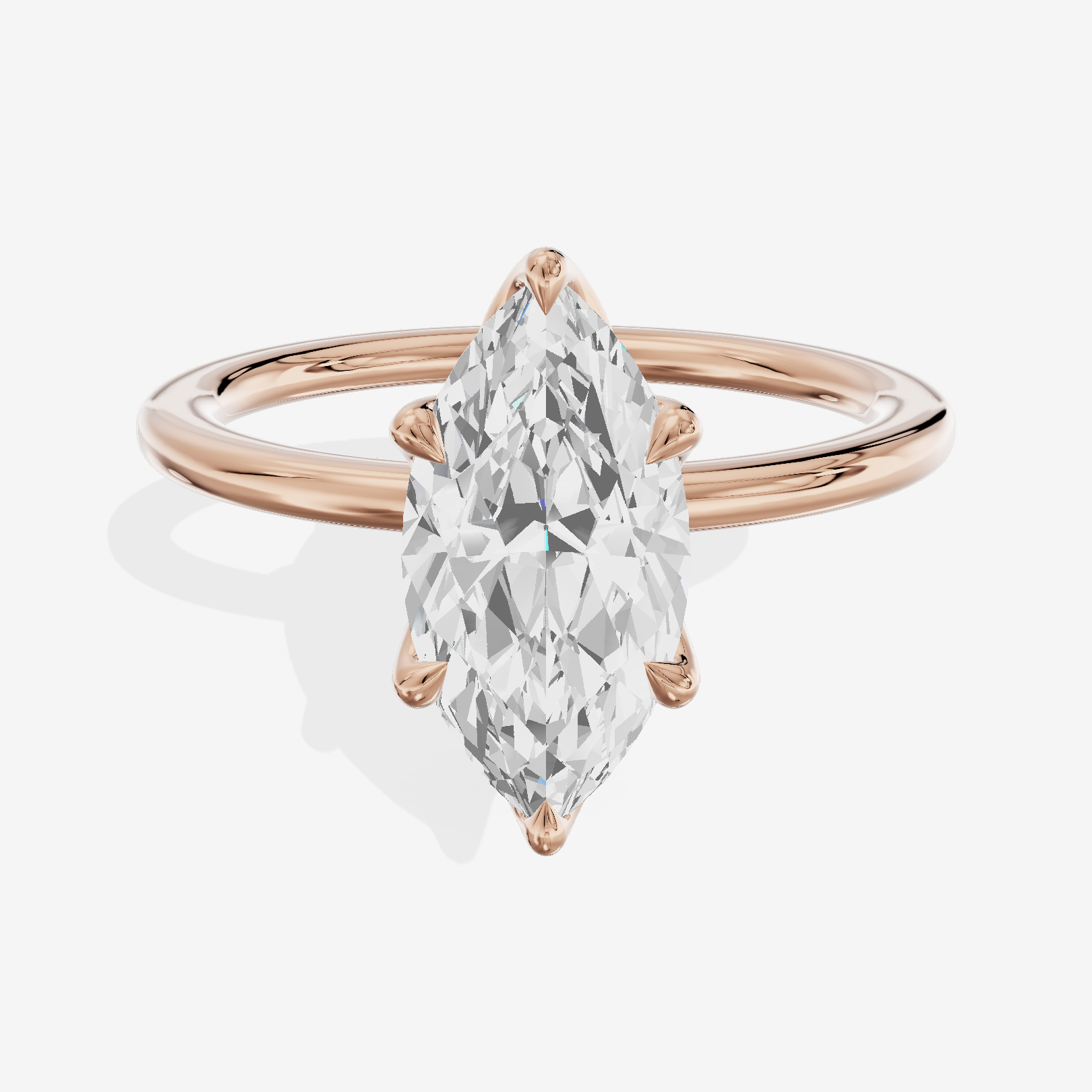 Petite Selenia 1.5mm Marquise Solitaire Engagement Ring in 18K Rose Gold