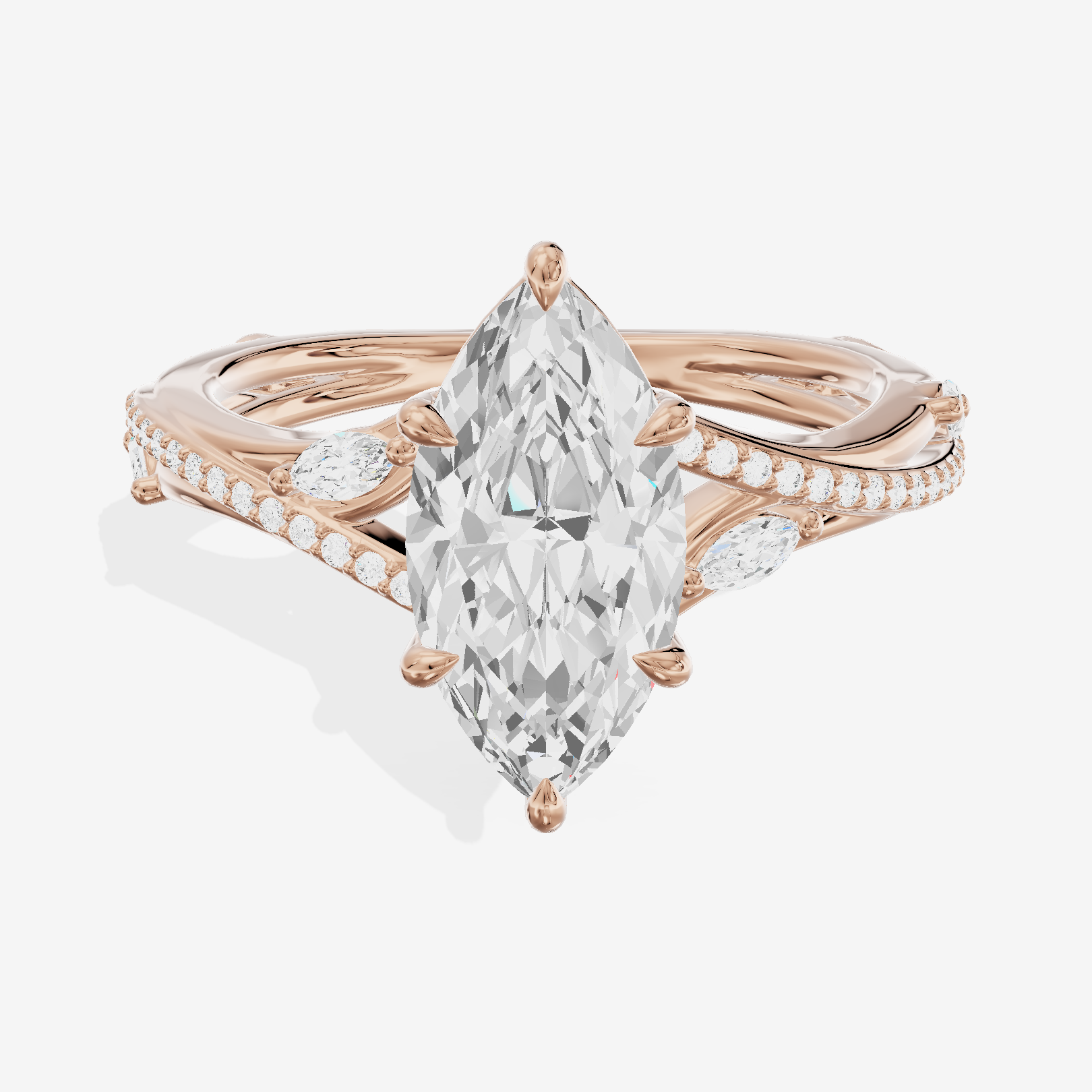 Twined Adorae Marquise Twisted Engagement Ring (1/4 ct. tw.) in 18K Rose Gold