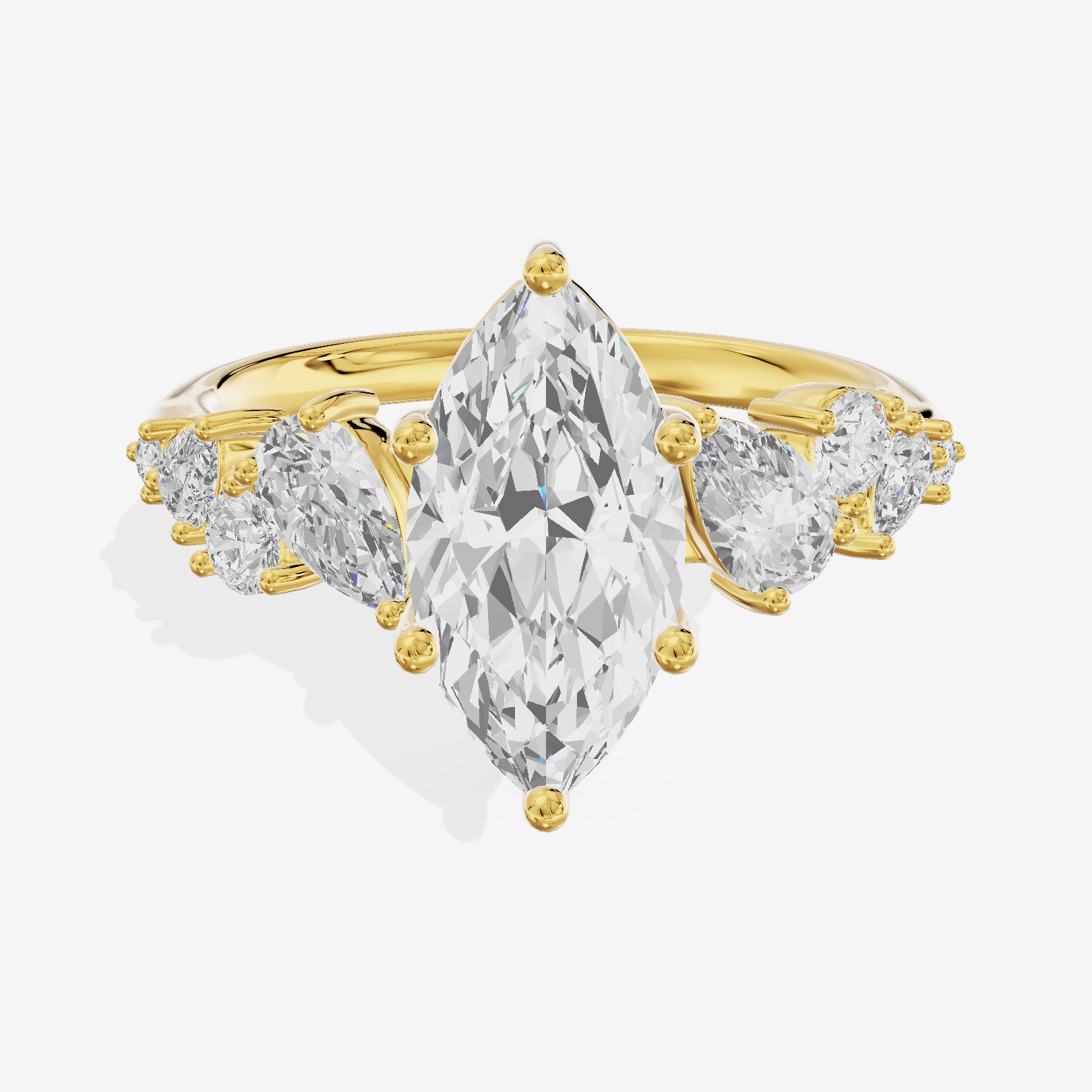 Selenia Cathedral 1.5mm Marquise Solitaire Engagement Ring in 18K Yellow Gold