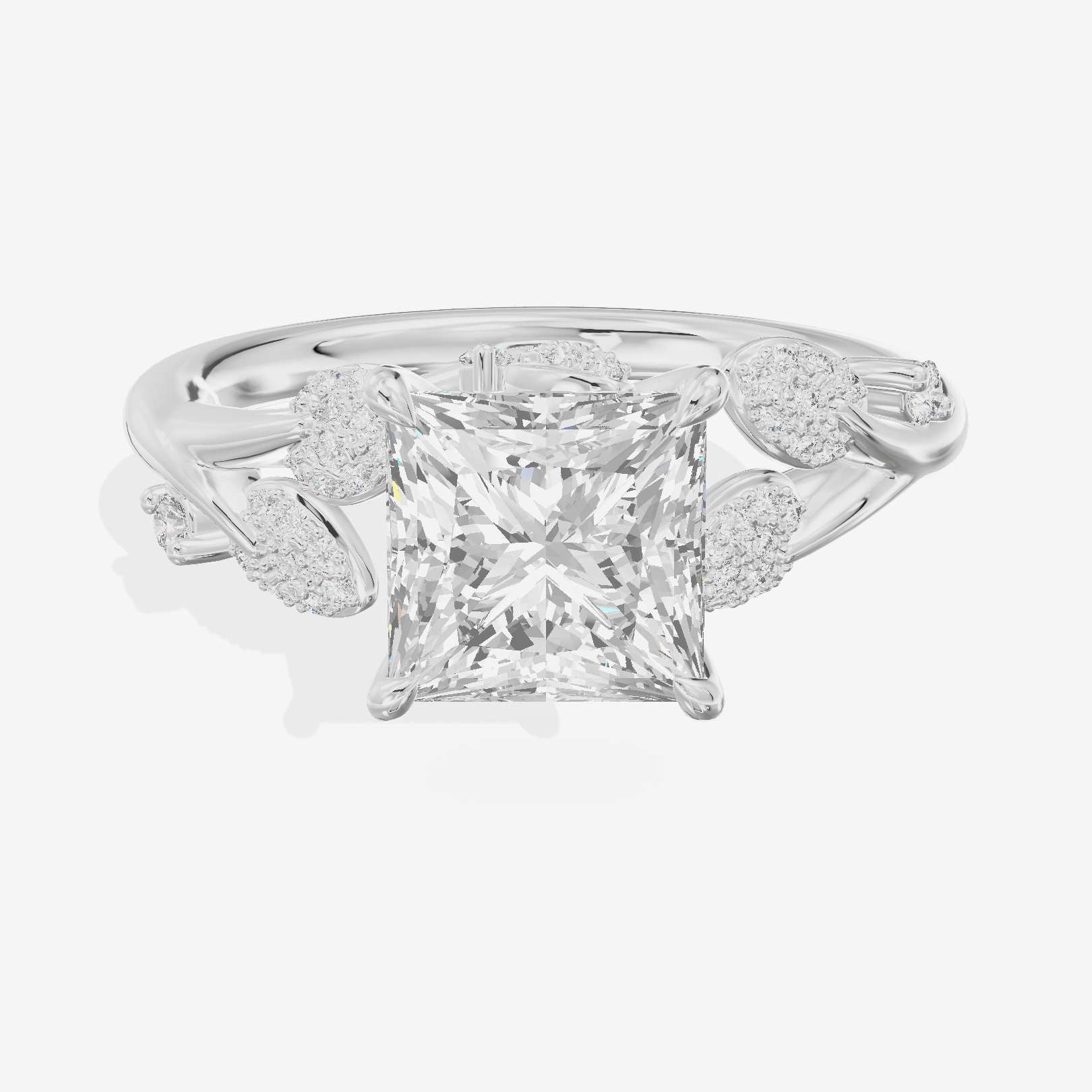 Lightwoven Princess Engagement Ring with Side Stones (1/6 ct. tw.) in 18K White Gold