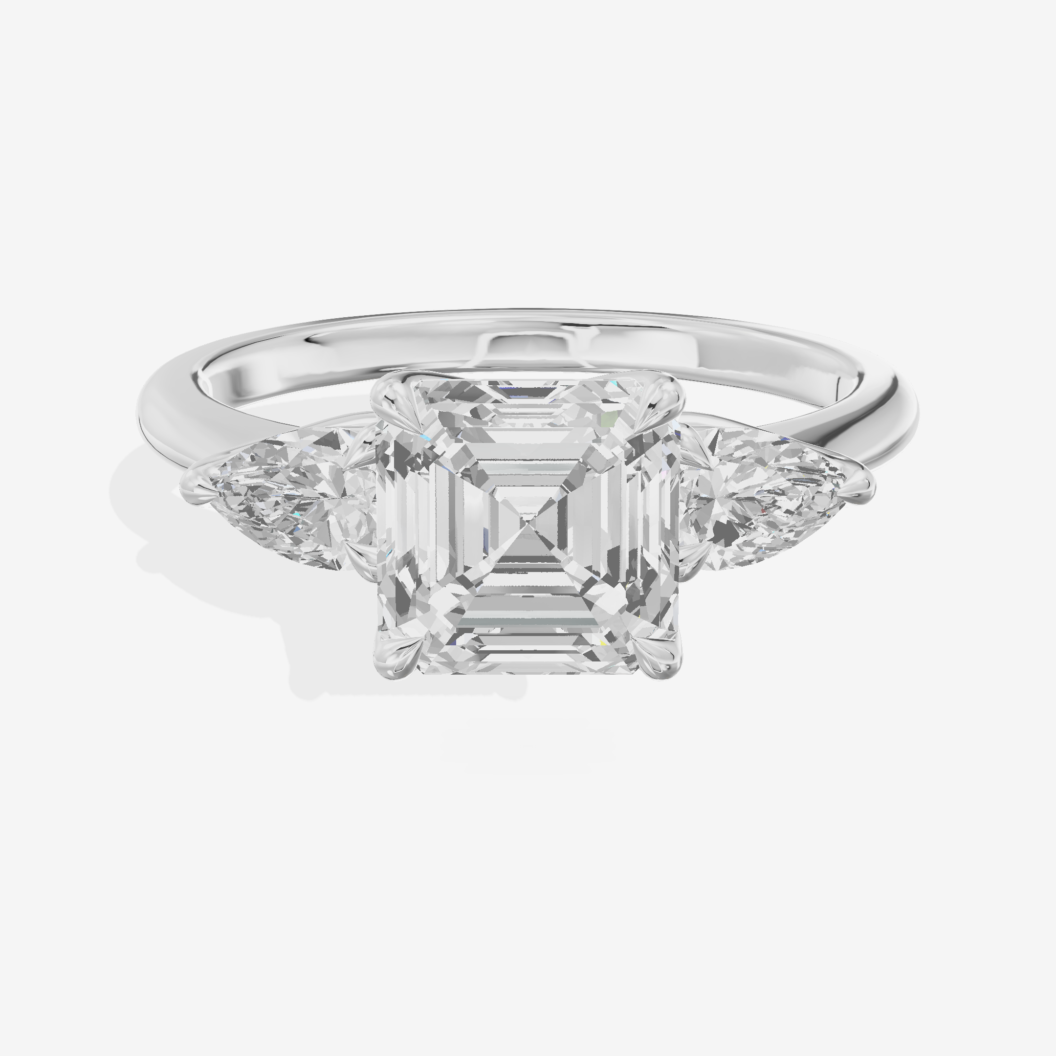 Modern Triade Asscher Three Stone Engagement Ring (1/2 ct. tw.) in 14K White Gold