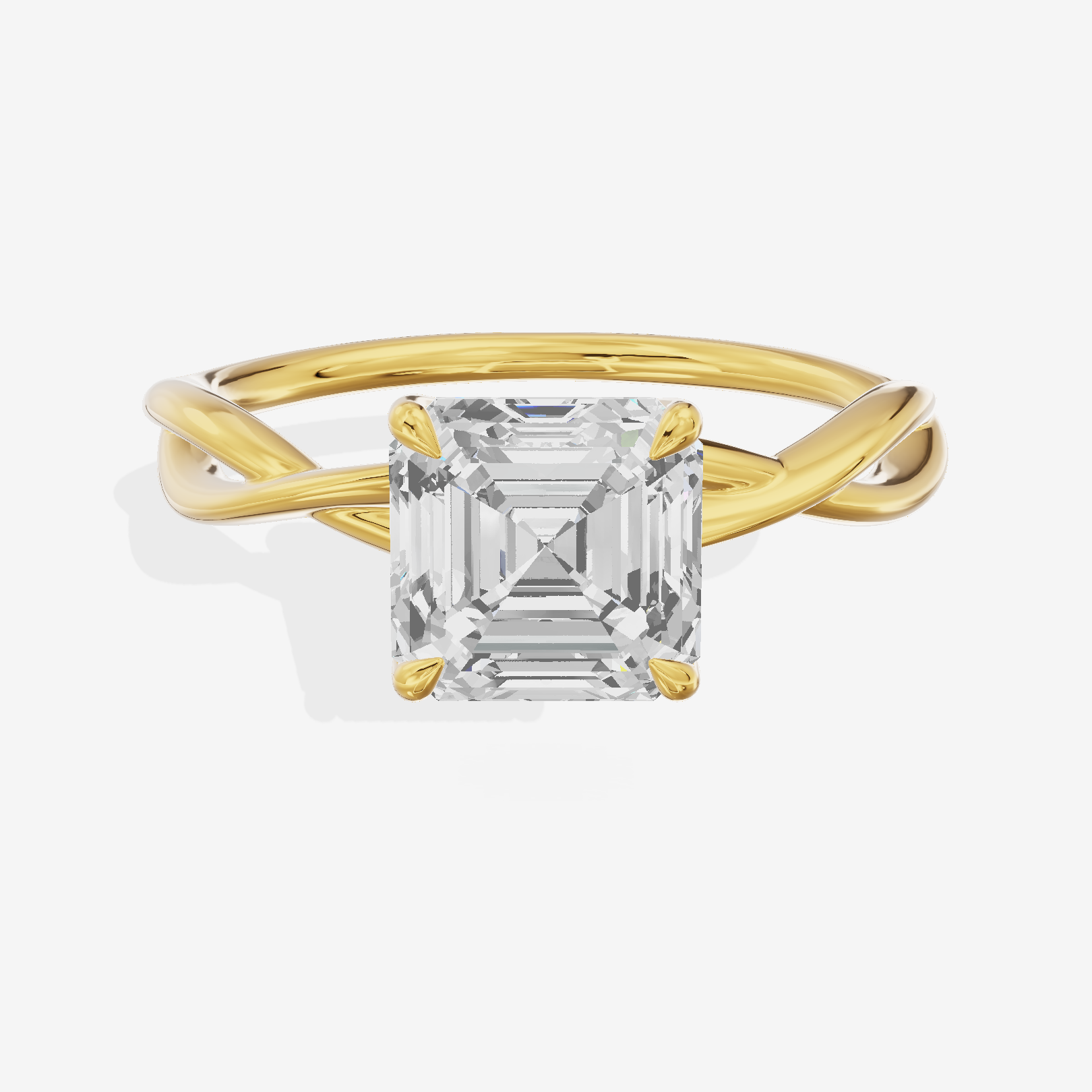 Twined Sincere Asscher Twisted Engagement Ring in 14K Yellow Gold