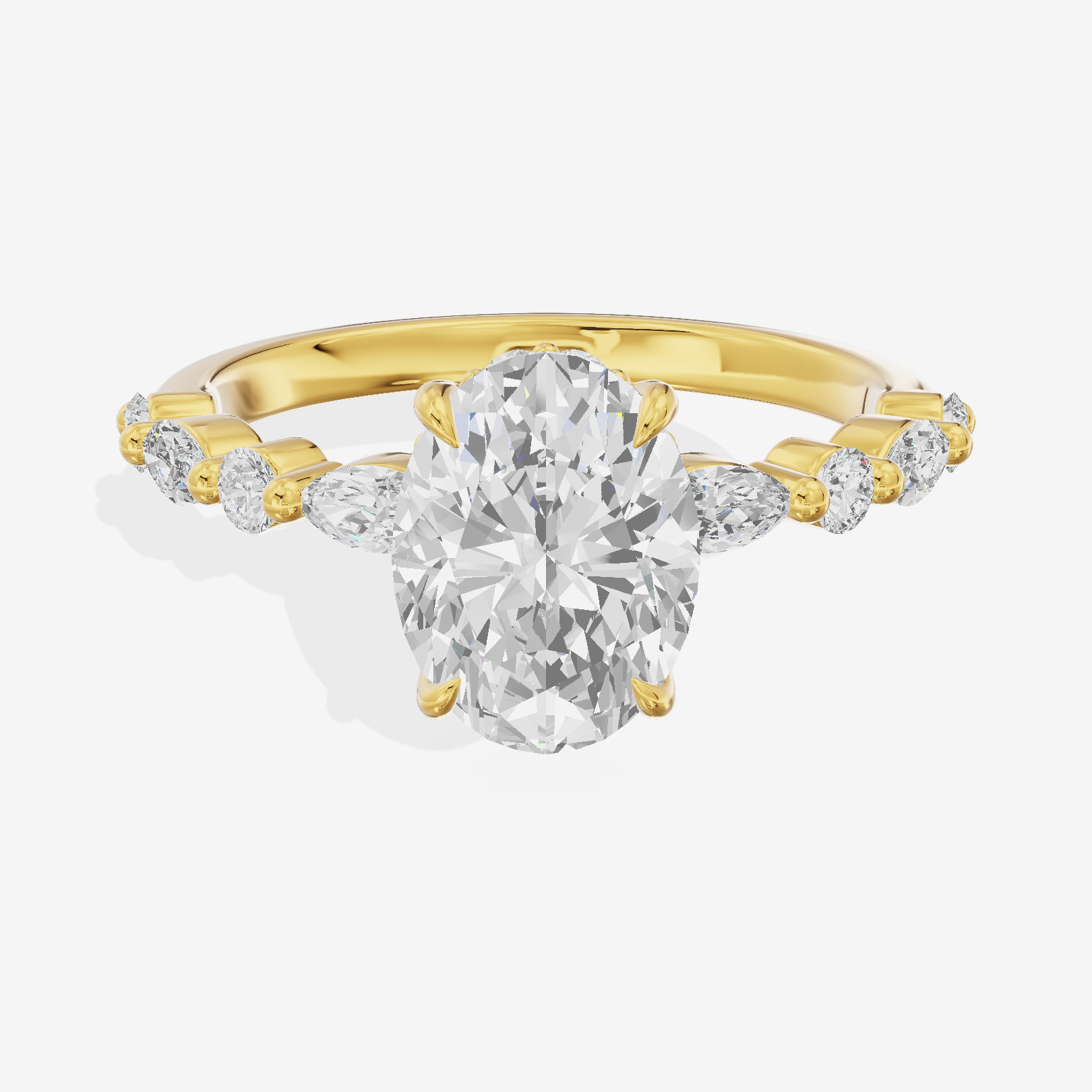 Twine Hidden Halo Oval Engagement Ring (1/20 ct. tw.) in 14K Yellow Gold