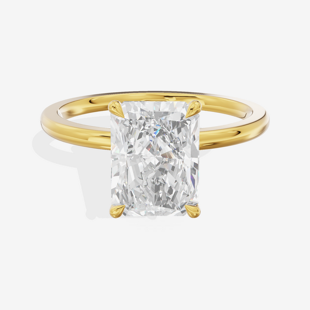 Whispered Vowsae Radiant Engagement Ring with Side Stones (1/15 ct. tw.) in 18K Yellow Gold