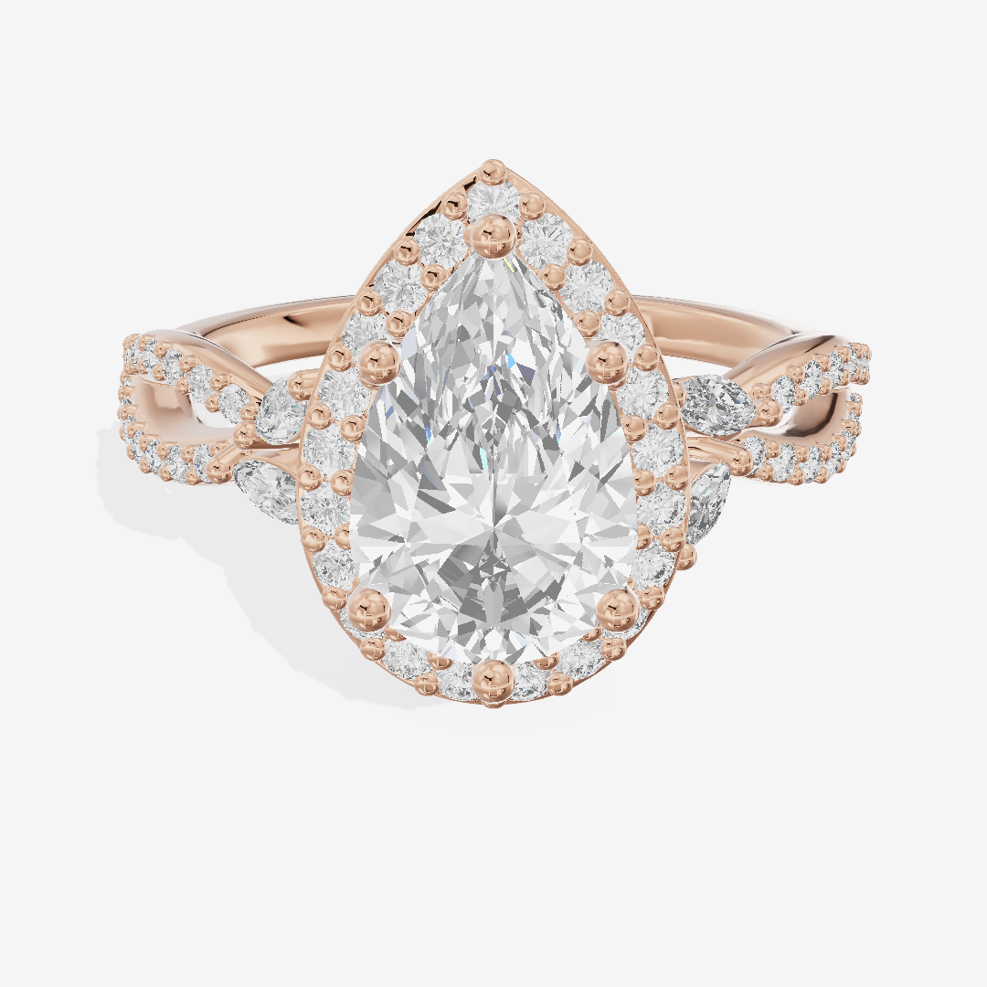 Luxe Reverya Pear Hidden Halo Engagement Ring (2/5 ct. tw.) in 14K Rose Gold