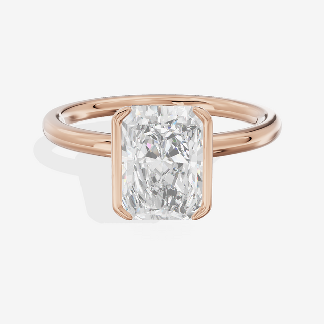Sincere Bezel 1.8mm Radiant Solitaire Engagement Ring in 14K Rose Gold
