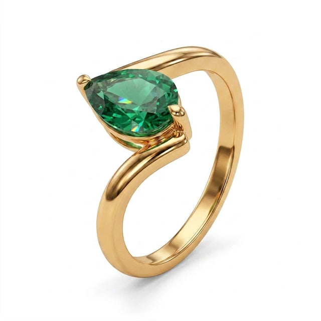 Solitaire Bypass Emerald Engagement Ring (1.56 ct.) in 14K Yellow Gold