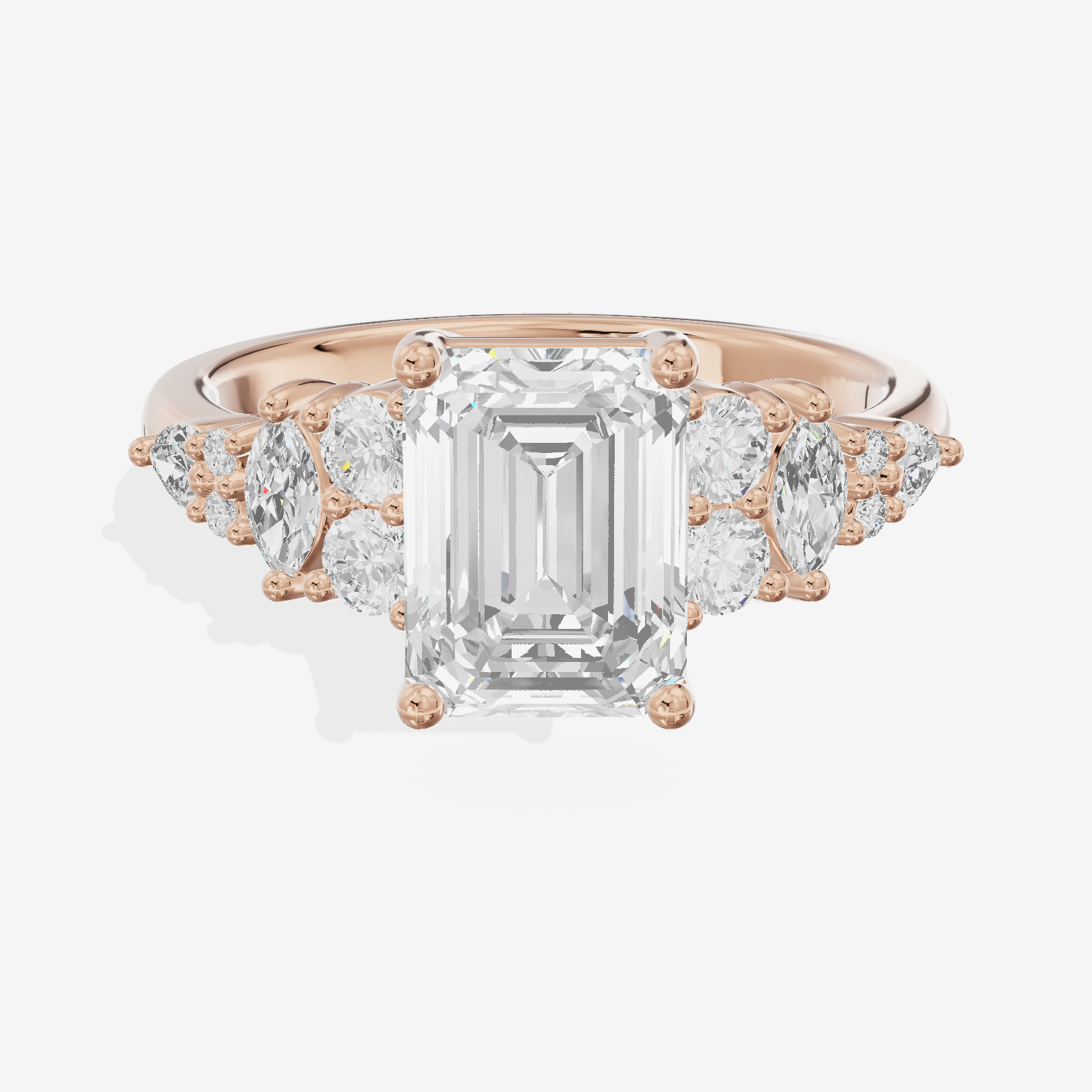 Modern Maia Emerald Engagement Ring with Side Stones (1/5 ct. tw.) in 18K Rose Gold