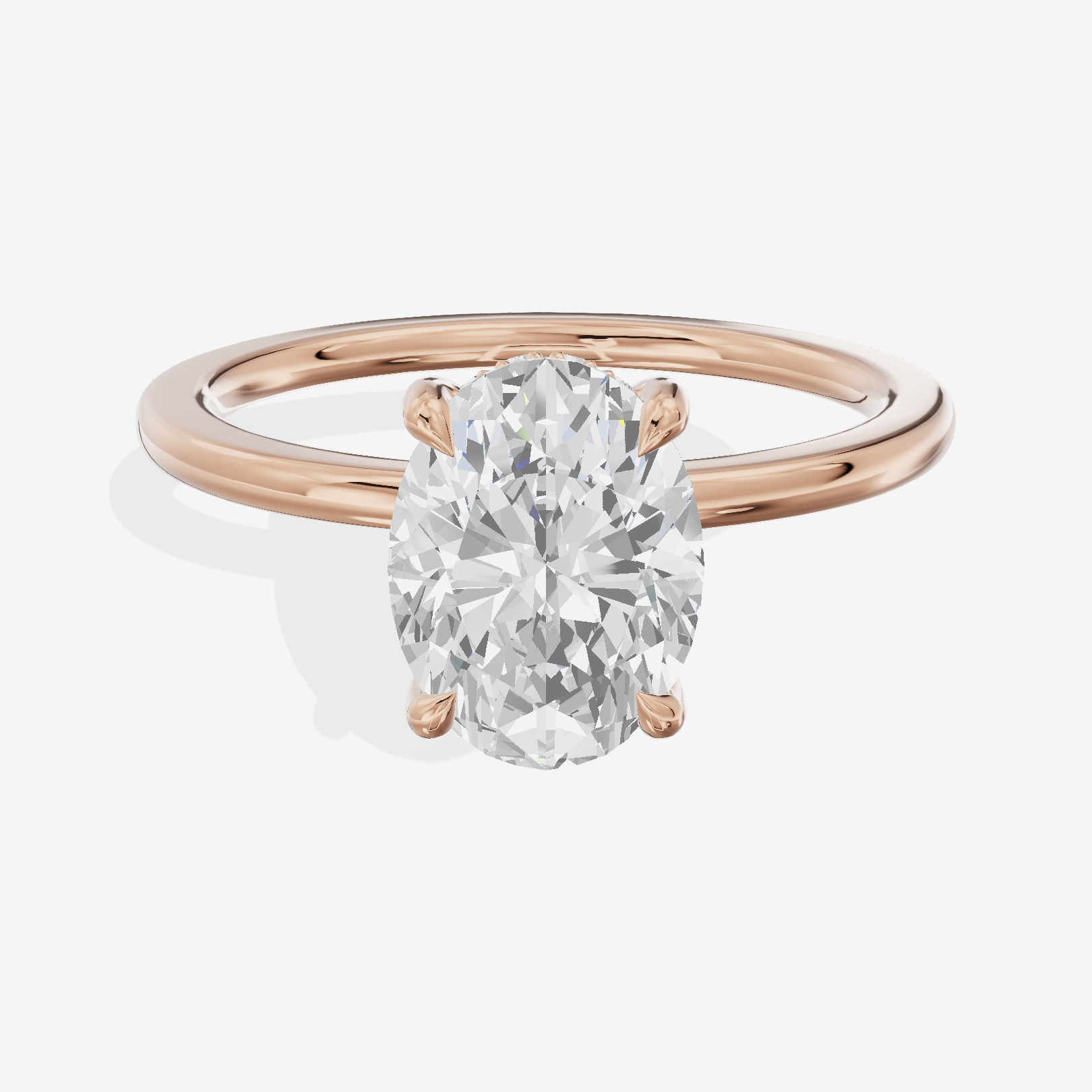 Coeurine Hidden Halo Oval Engagement Ring (1/20 ct. tw.) in 14K Rose Gold