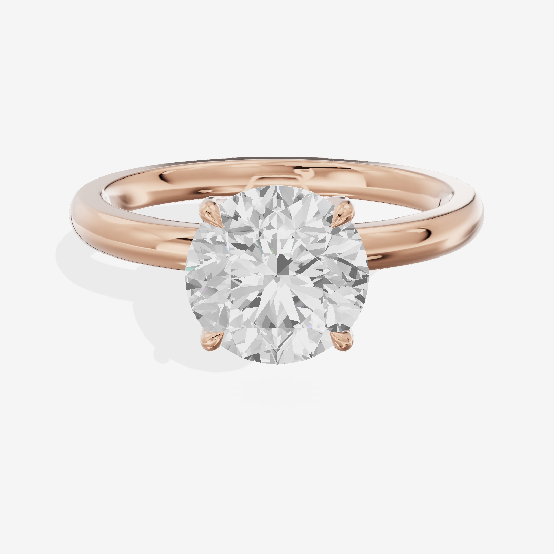 Petite Tender 2mm Round Solitaire Engagement Ring in 18K Rose Gold