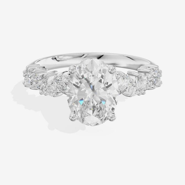 Bowed Vowsae Oval Engagement Ring with Side Stones (2/5 ct. tw.) in Platinum