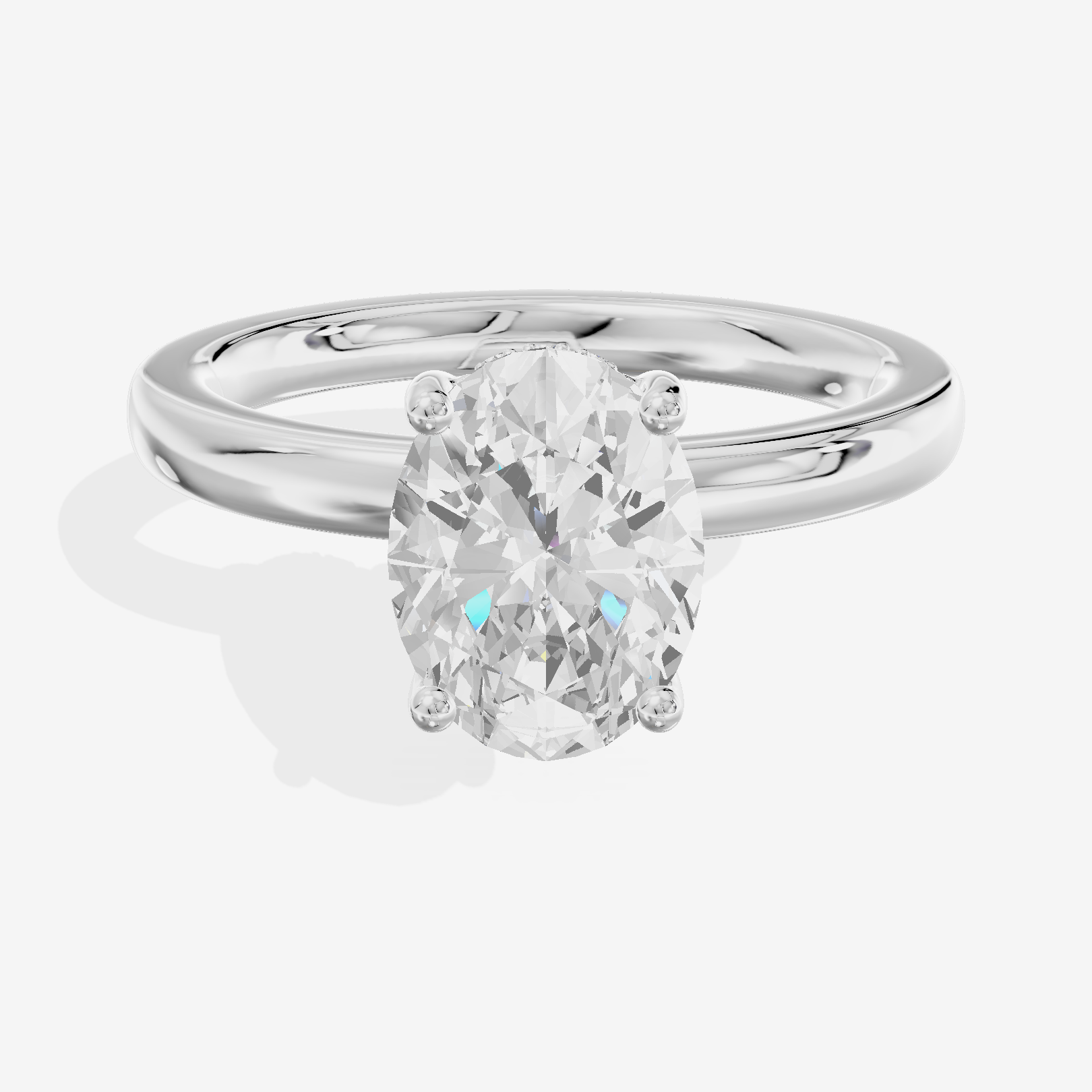 Reverya Oval Hidden Halo Engagement Ring (1/15 ct. tw.) in 14K White Gold