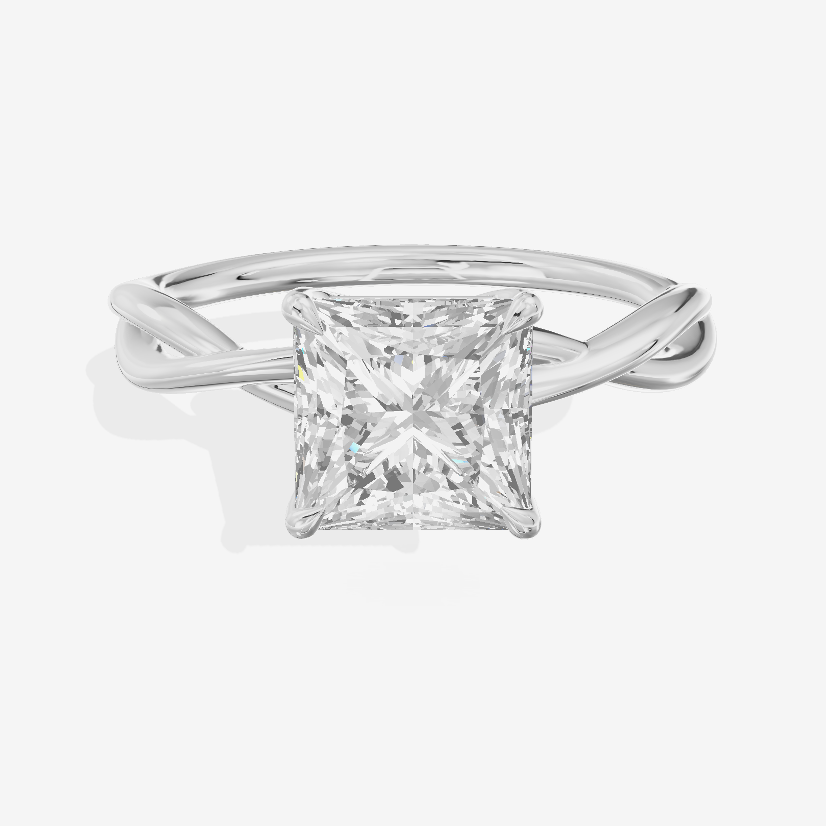 Twined Sincere Princess Twisted Engagement Ring in 18K White Gold