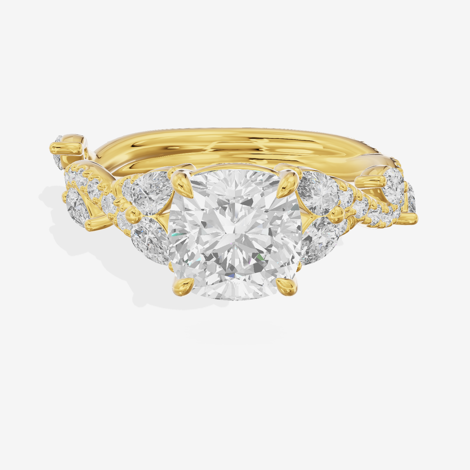 Vintage Heartline Cushion Engagement Ring (2/3 ct. tw.) in 18K Yellow Gold