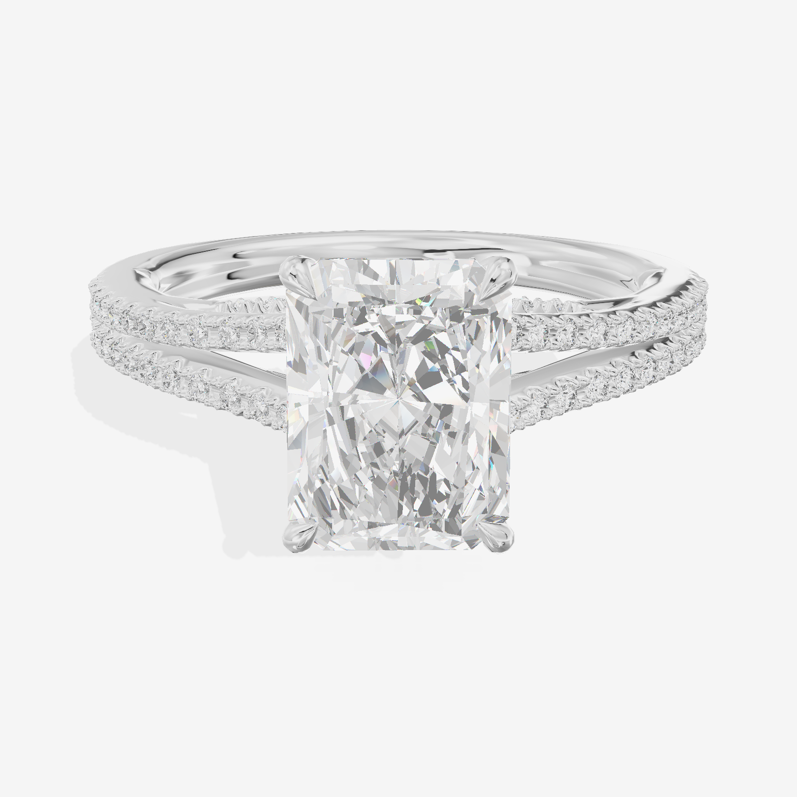 Aimora Cathedral 2mm Radiant Solitaire Engagement Ring (1/3 ct. tw.) in 18K White Gold